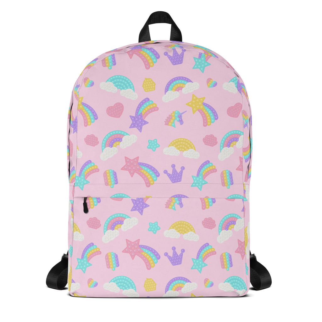 Girls Pop Fidget Backpack - Water-Resistant School Bag With Adjustable Padded Straps & Breathable Mesh Back