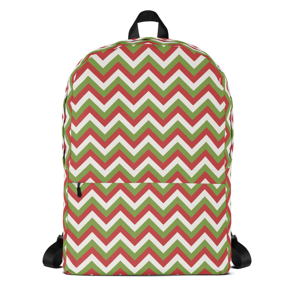 Kids Christmas Chevron Backpack - Water-Resistant School Bag With Adjustable Padded Straps & Breathable Mesh Back