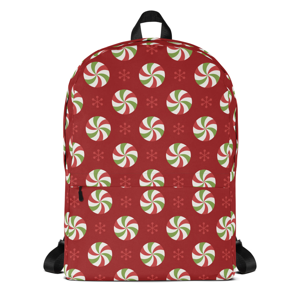 Kids Peppermint Christmas Backpack - Water-Resistant School Bag With Adjustable Padded Straps & Breathable Mesh Back