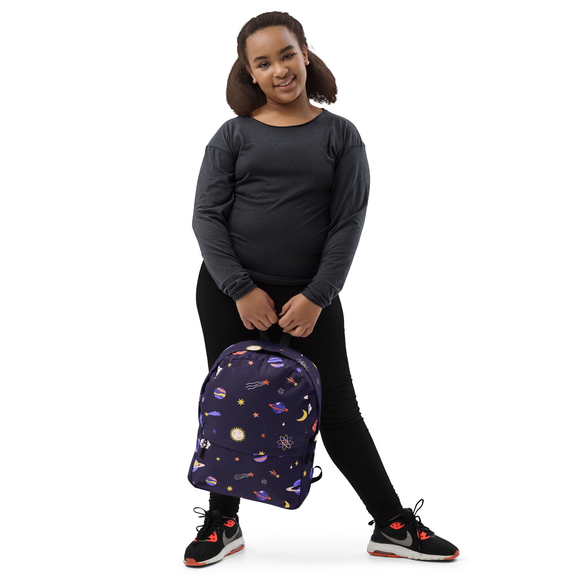 Girls Purple Galaxy Space Backpack - Water-Resistant School Bag With Adjustable Padded Straps & Breathable Mesh Back
