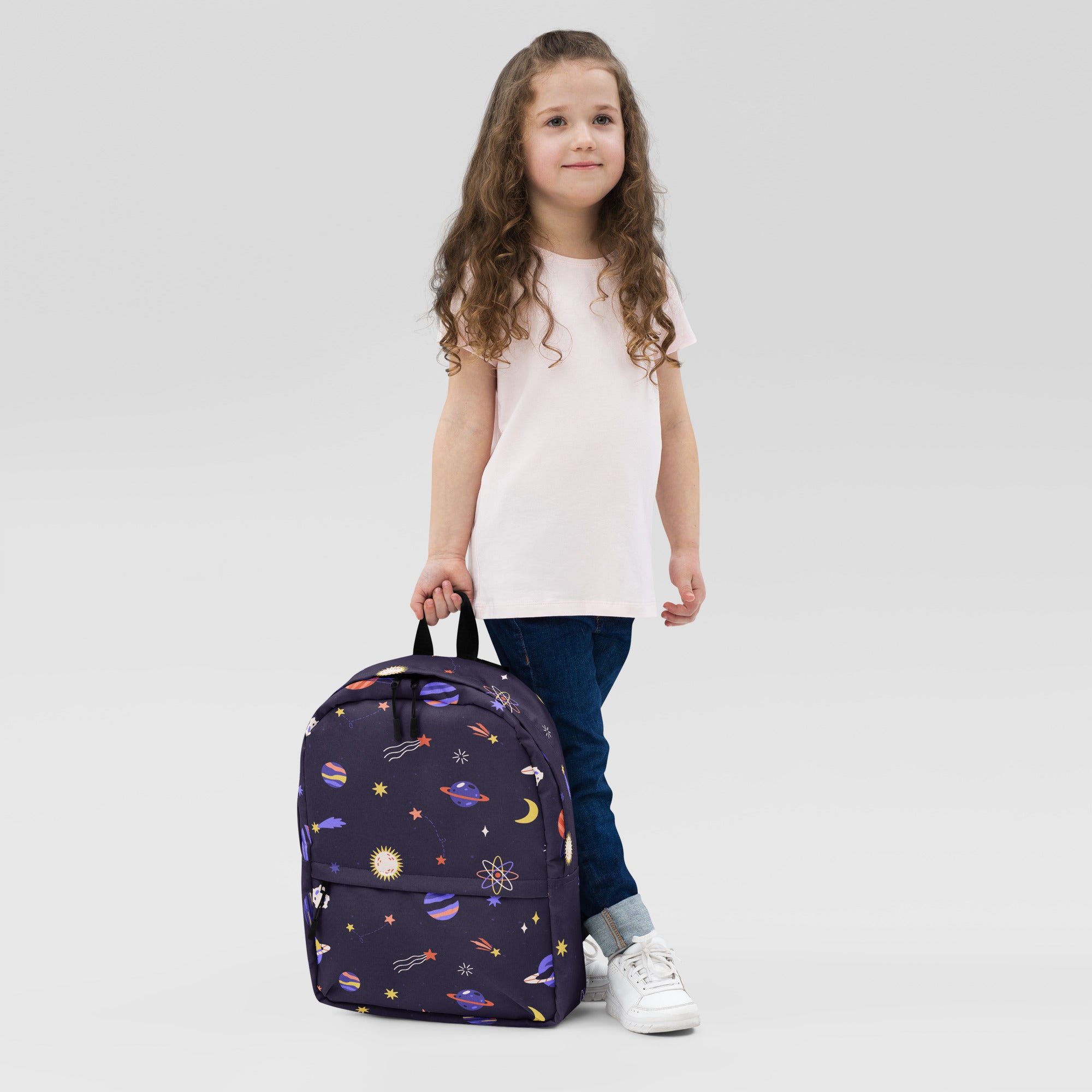 Girls Purple Galaxy Space Backpack - Water-Resistant School Bag With Adjustable Padded Straps & Breathable Mesh Back