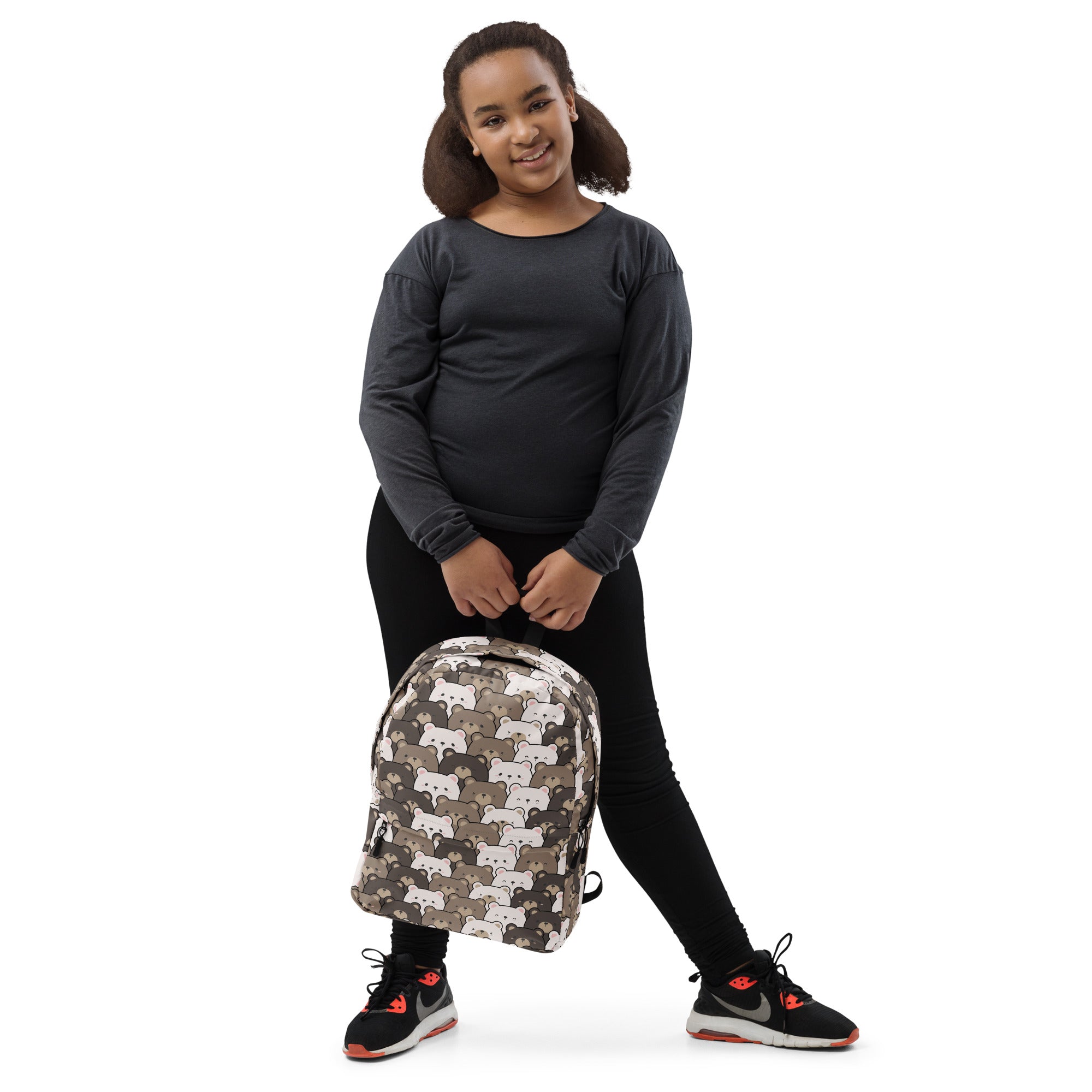 Kids Bear Face Backpack - Water-Resistant School Bag With Adjustable Padded Straps & Breathable Mesh Back