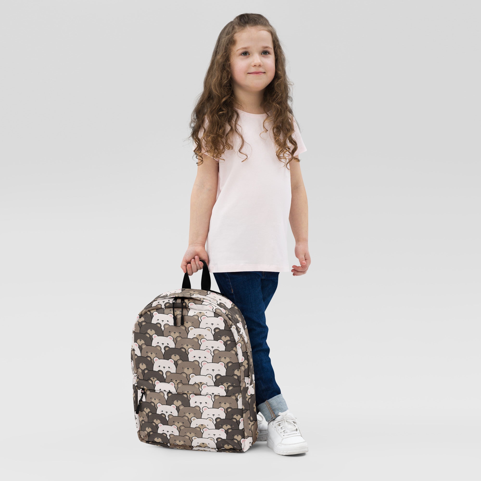 Kids Bear Face Backpack - Water-Resistant School Bag With Adjustable Padded Straps & Breathable Mesh Back
