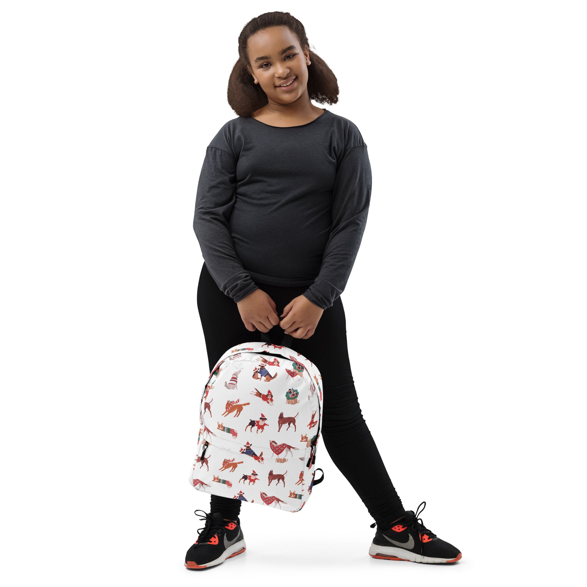 Kids Christmas Dogs Backpack - Water-Resistant School Bag With Adjustable Padded Straps & Breathable Mesh Back