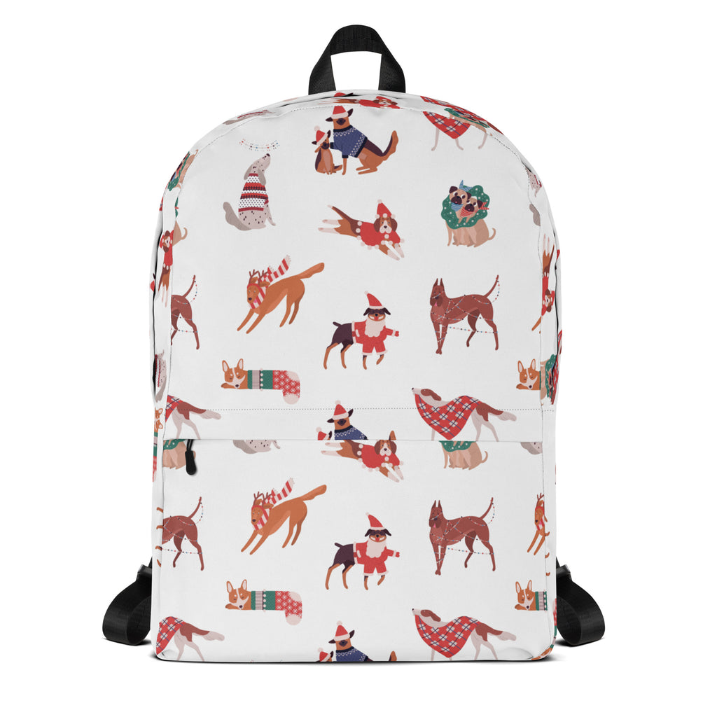 Kids Christmas Dogs Backpack - Water-Resistant School Bag With Adjustable Padded Straps & Breathable Mesh Back