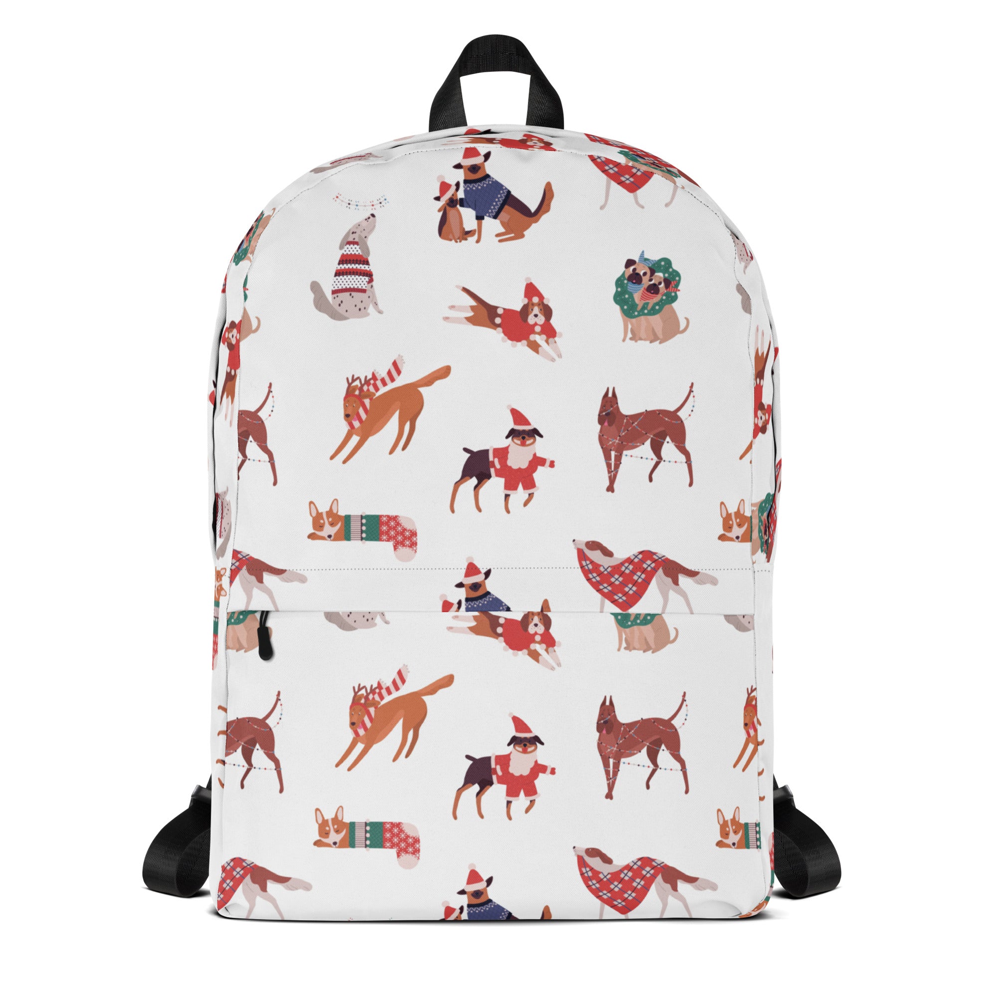 Kids Christmas Dogs Backpack - Water-Resistant School Bag With Adjustable Padded Straps & Breathable Mesh Back