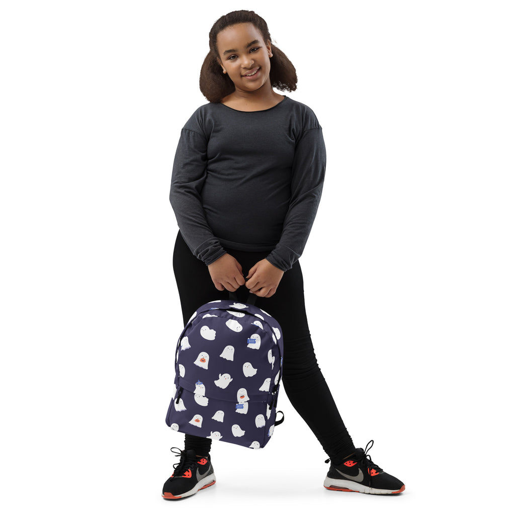 Girls Purple Ghost Halloween Backpack - Water-Resistant School Bag With Adjustable Padded Straps & Breathable Mesh Back
