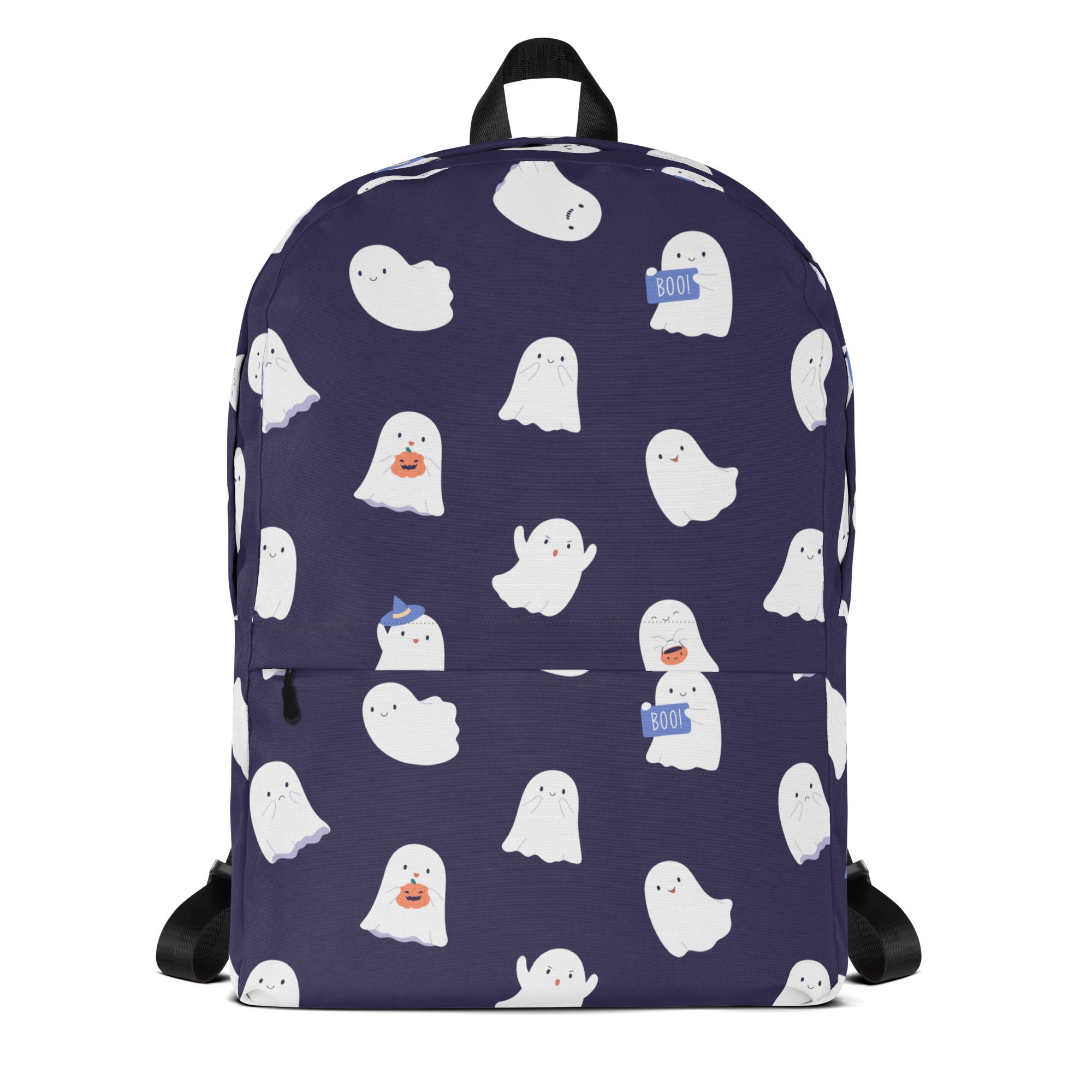 Girls Purple Ghost Halloween Backpack - Water-Resistant School Bag With Adjustable Padded Straps & Breathable Mesh Back