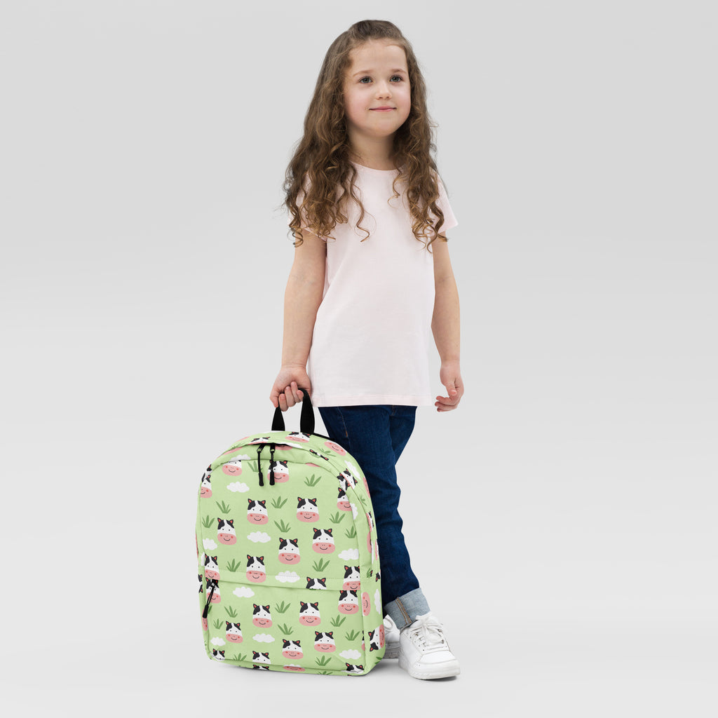 Kids Cow Backpack - Water-Resistant School Bag With Adjustable Padded Straps & Breathable Mesh Back