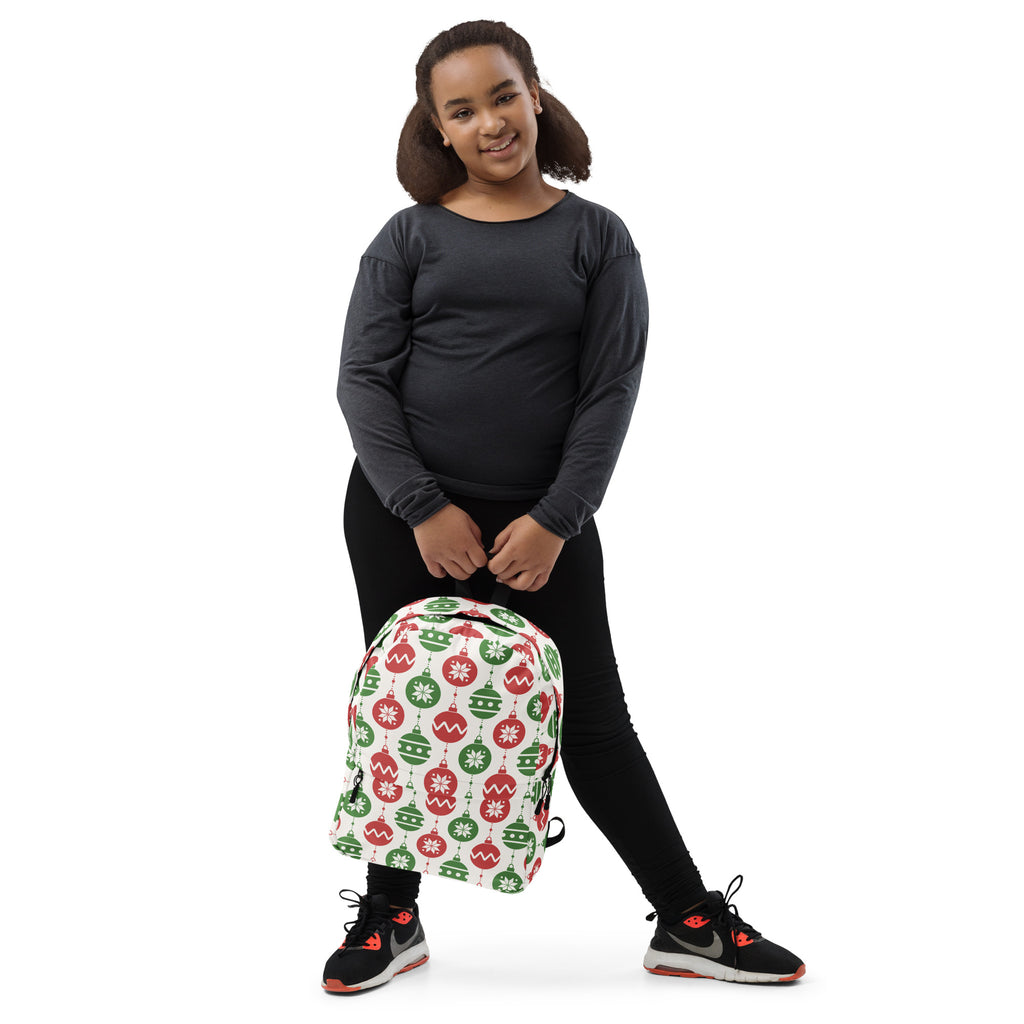 Kids Christmas Ornament Backpack - Water-Resistant School Bag With Adjustable Padded Straps & Breathable Mesh Back