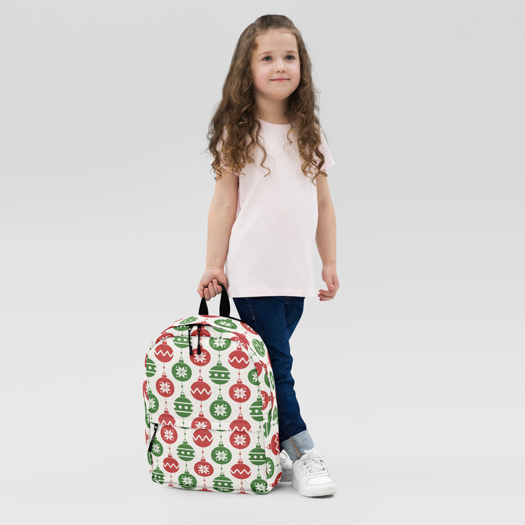 Kids Christmas Ornament Backpack - Water-Resistant School Bag With Adjustable Padded Straps & Breathable Mesh Back