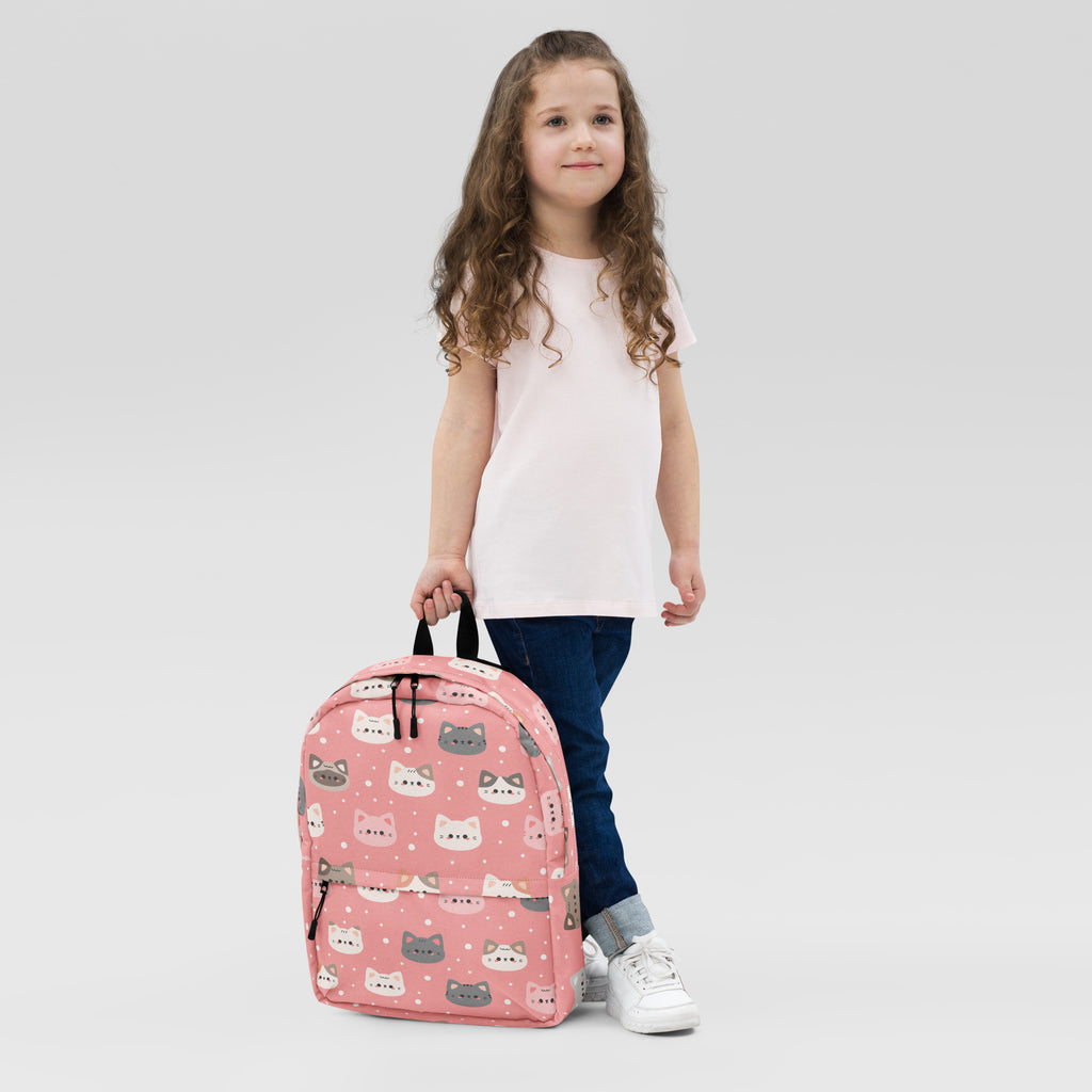 Girls Pink Cat Backpack - Water-Resistant School Bag With Adjustable Padded Straps & Breathable Mesh Back