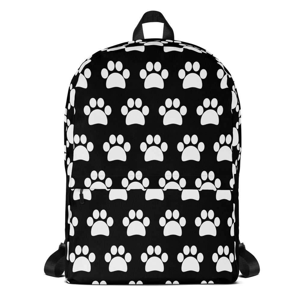 Kids Black Paw Print Backpack - Water-Resistant School Bag With Adjustable Padded Straps & Breathable Mesh Back