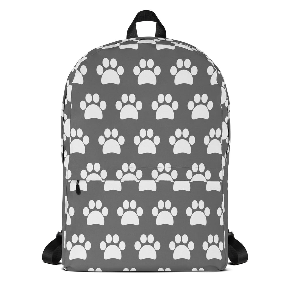 Kids Gray Paw Print Backpack - Water-Resistant School Bag With Adjustable Padded Straps & Breathable Mesh Back