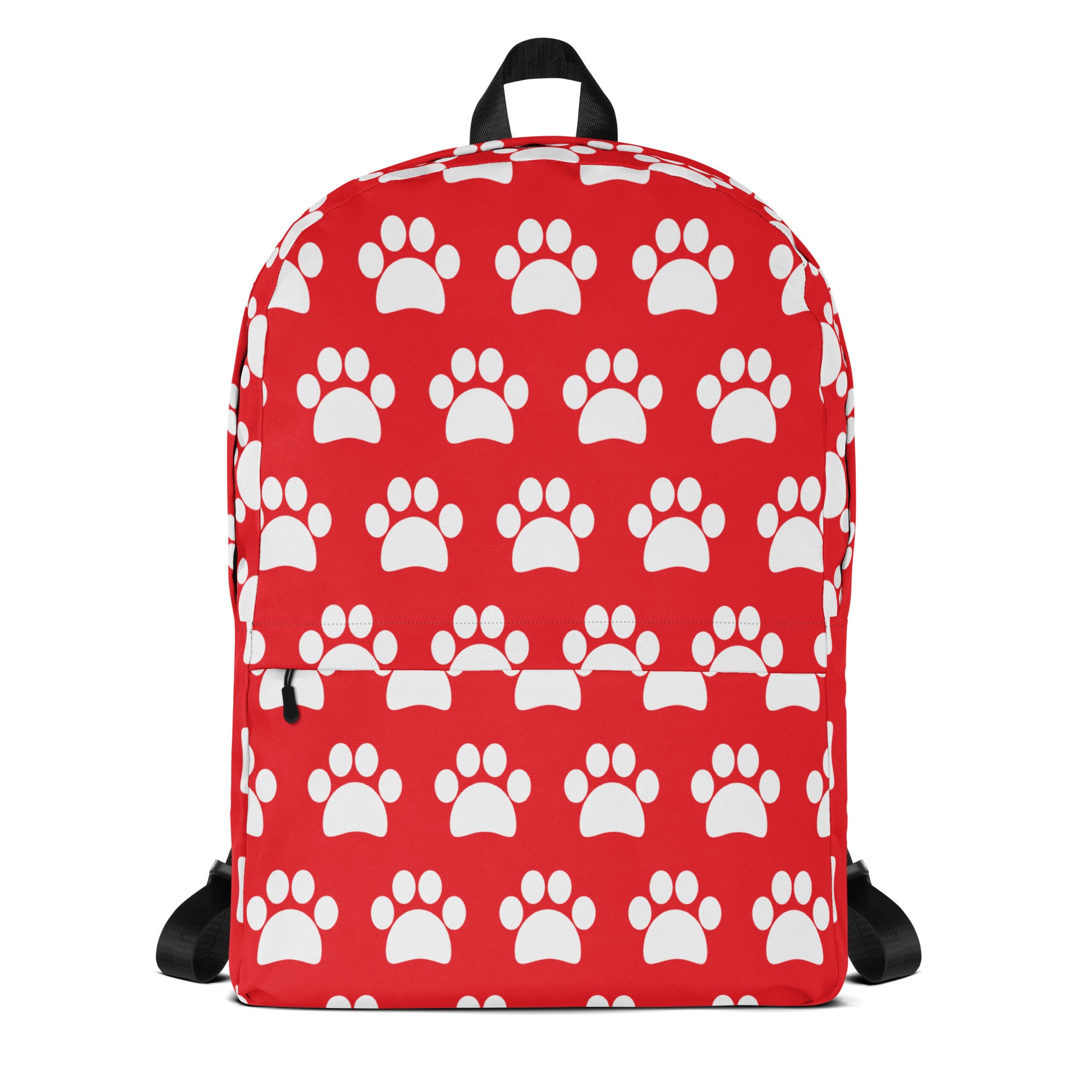 Kids Red Paw Print Backpack - Water-Resistant School Bag With Adjustable Padded Straps & Breathable Mesh Back