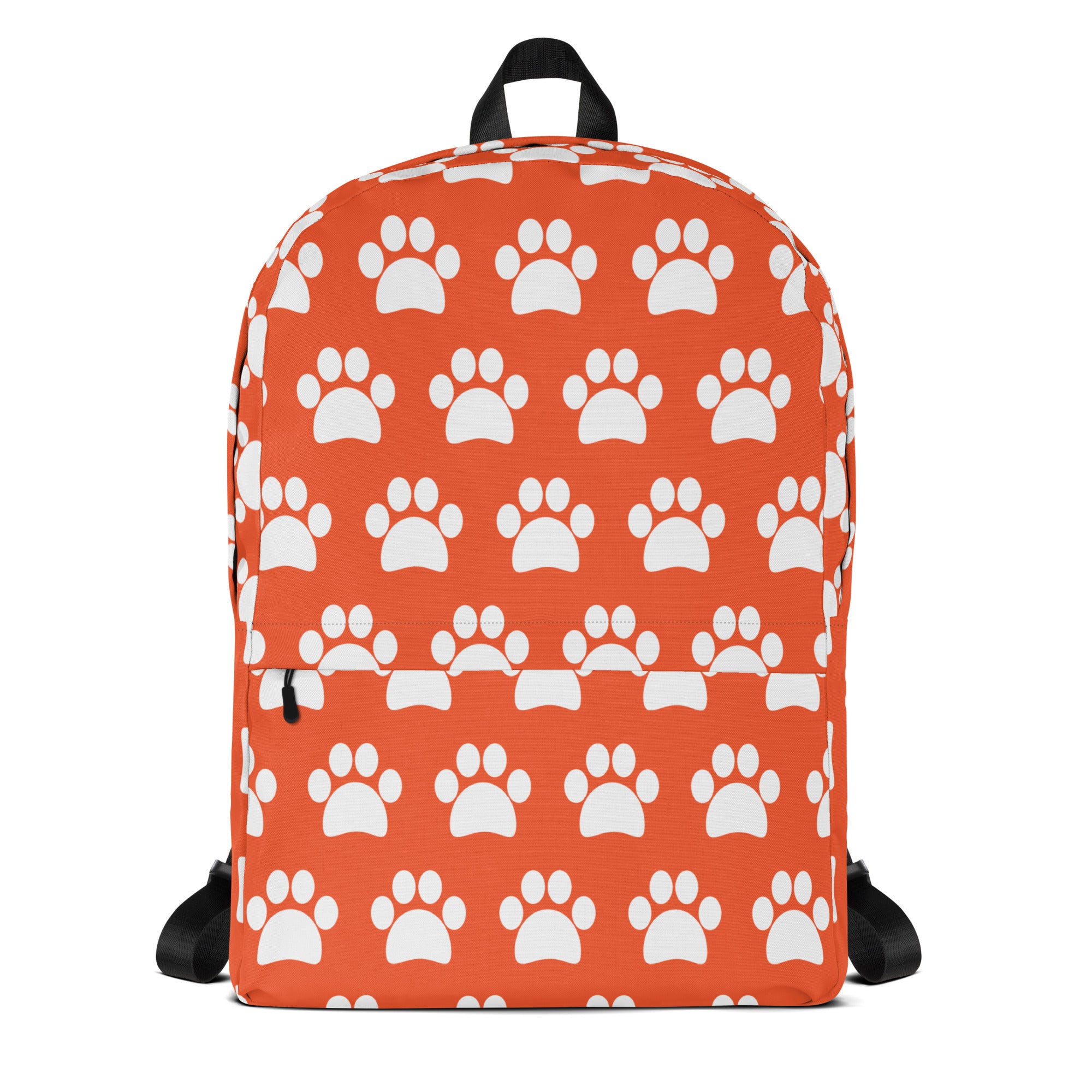 Kids Bright Orange Paw Print Backpack - Water-Resistant School Bag With Adjustable Padded Straps & Breathable Mesh Back