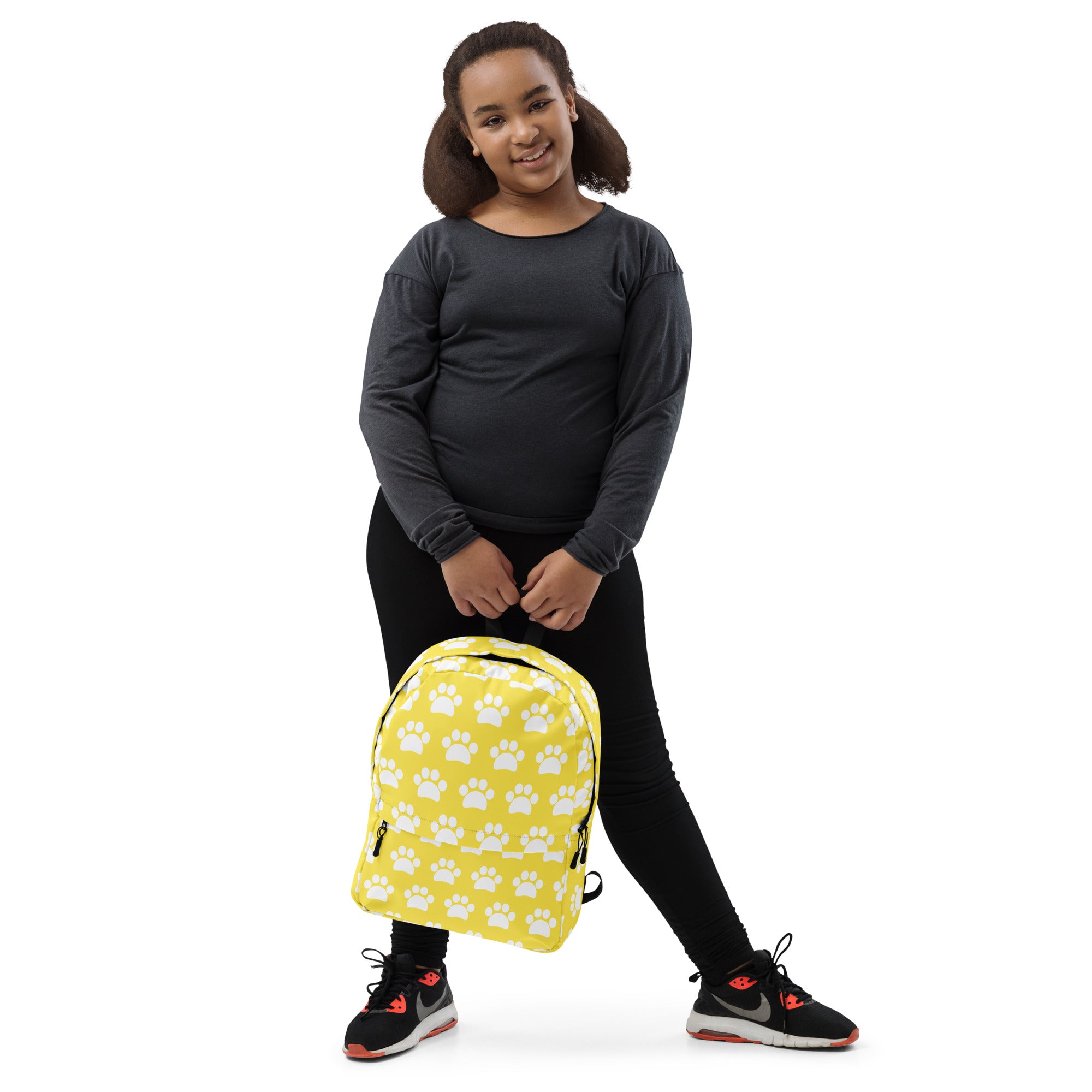Kids Yellow Paw Print Backpack - Water-Resistant School Bag With Adjustable Padded Straps & Breathable Mesh Back