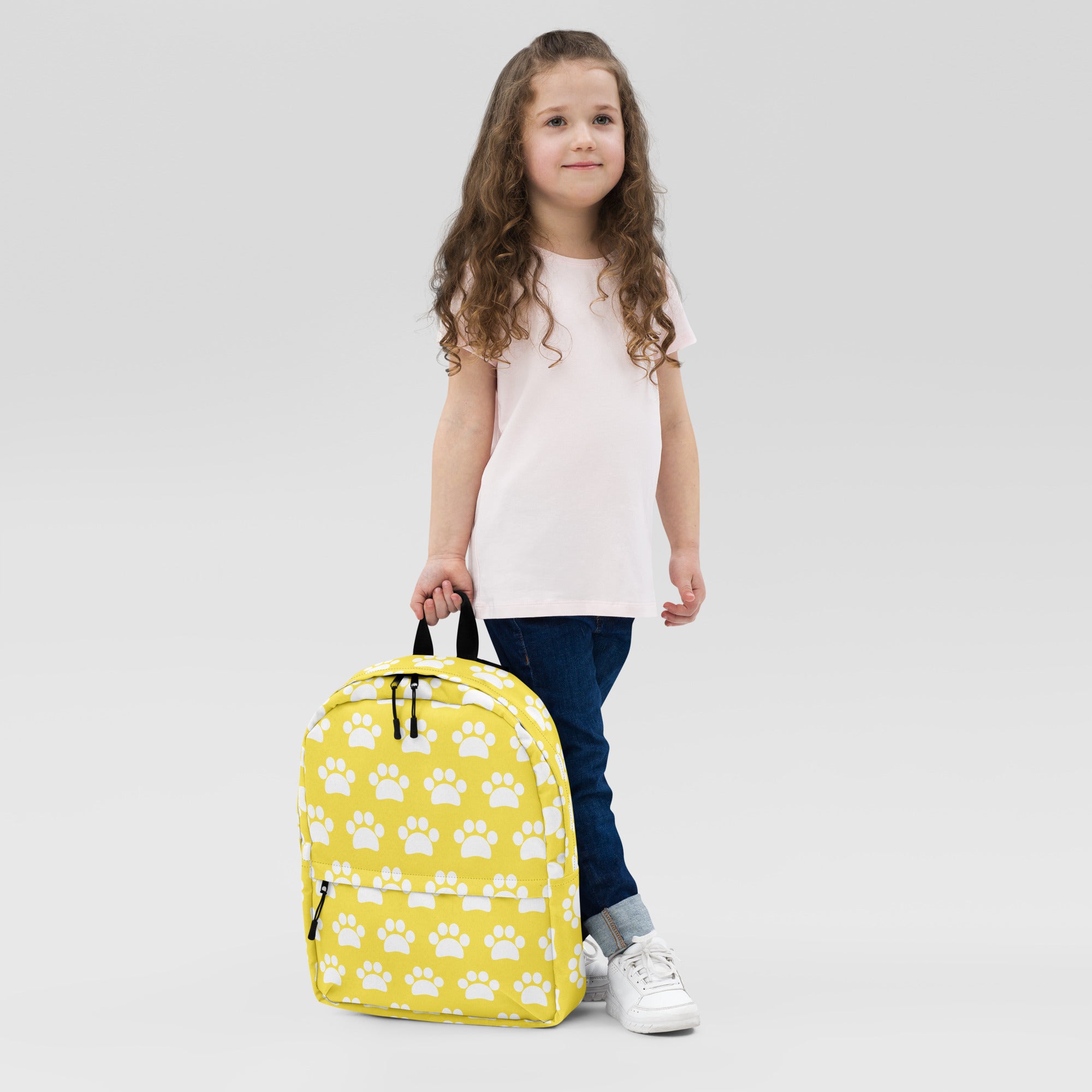 Kids Yellow Paw Print Backpack - Water-Resistant School Bag With Adjustable Padded Straps & Breathable Mesh Back
