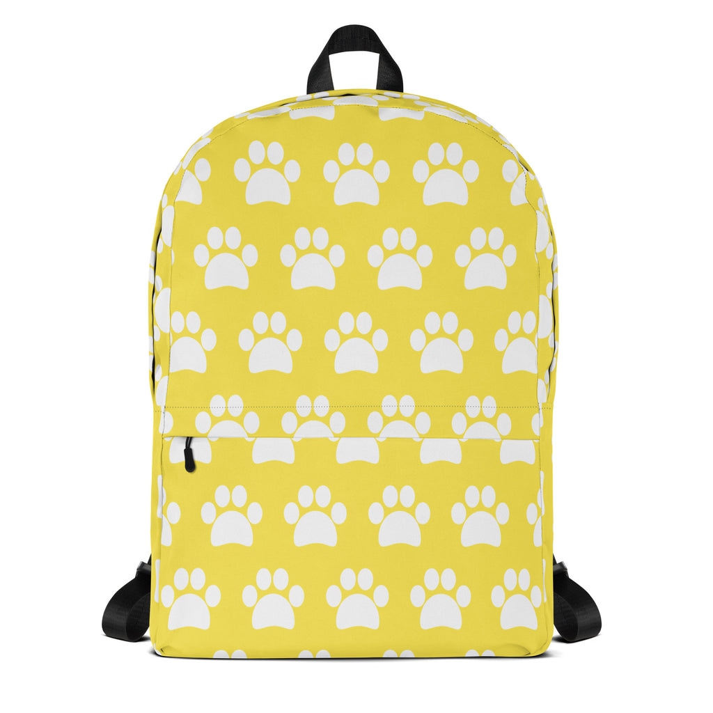 Kids Yellow Paw Print Backpack - Water-Resistant School Bag With Adjustable Padded Straps & Breathable Mesh Back