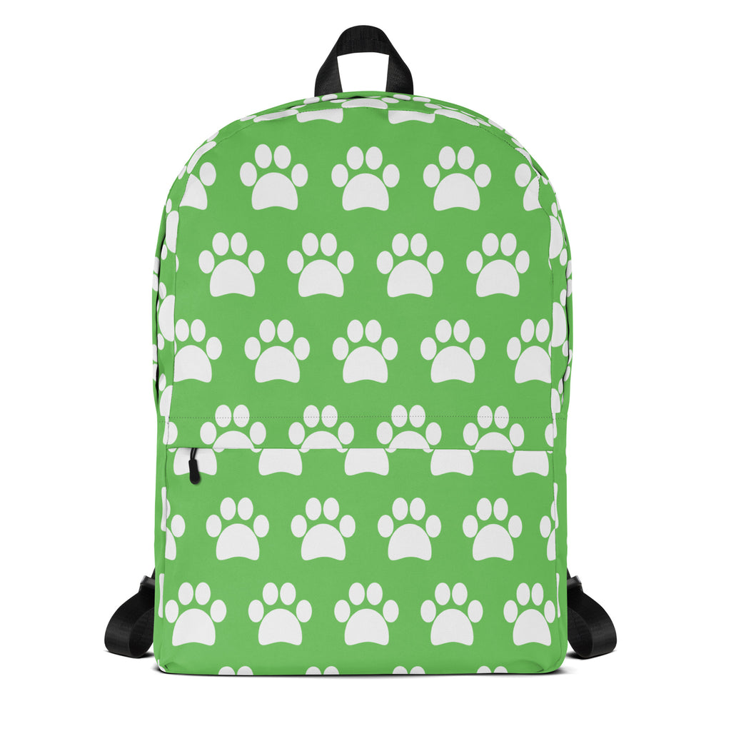 Kids Green Paw Print Backpack - Water-Resistant School Bag With Adjustable Padded Straps & Breathable Mesh Back