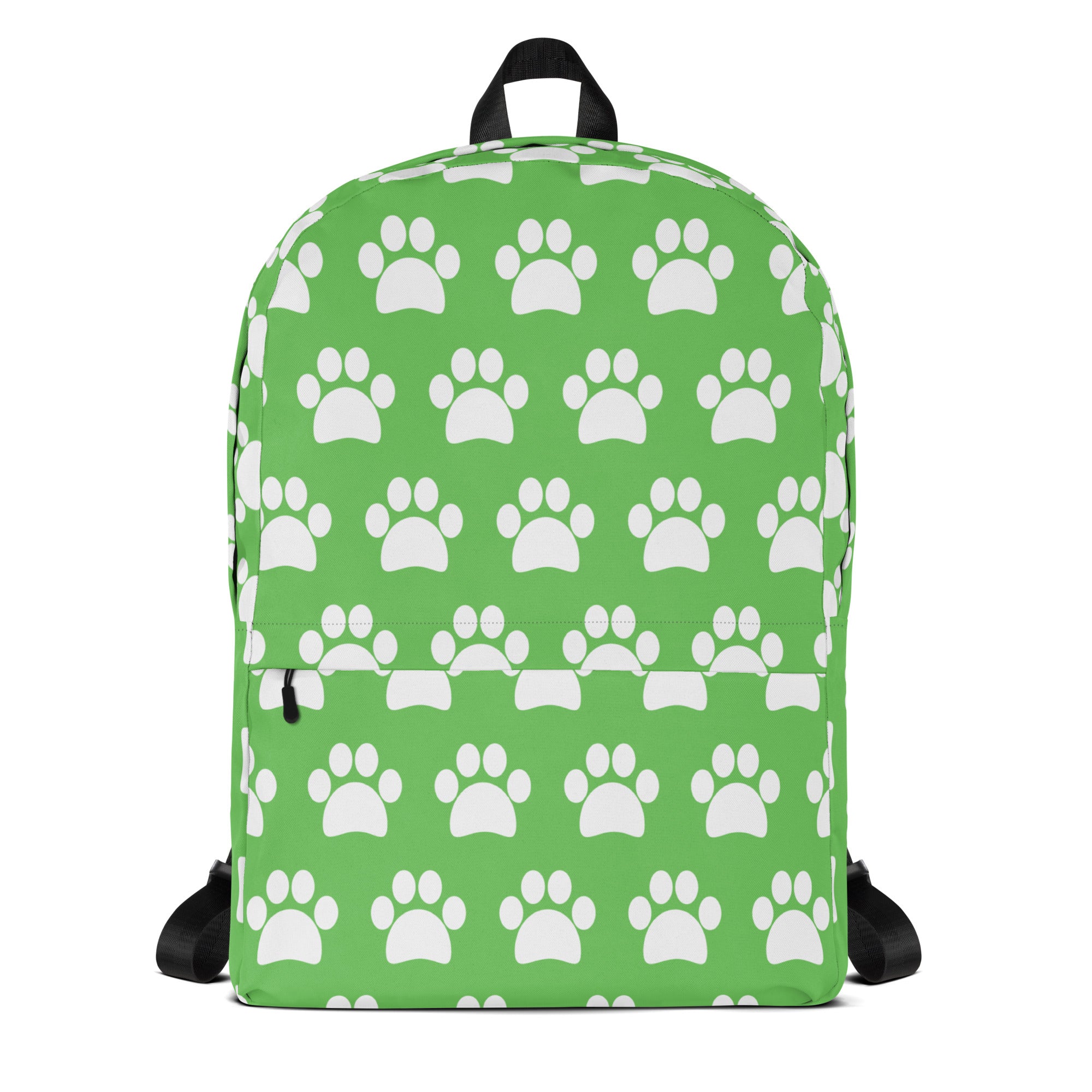 Kids Green Paw Print Backpack - Water-Resistant School Bag With Adjustable Padded Straps & Breathable Mesh Back