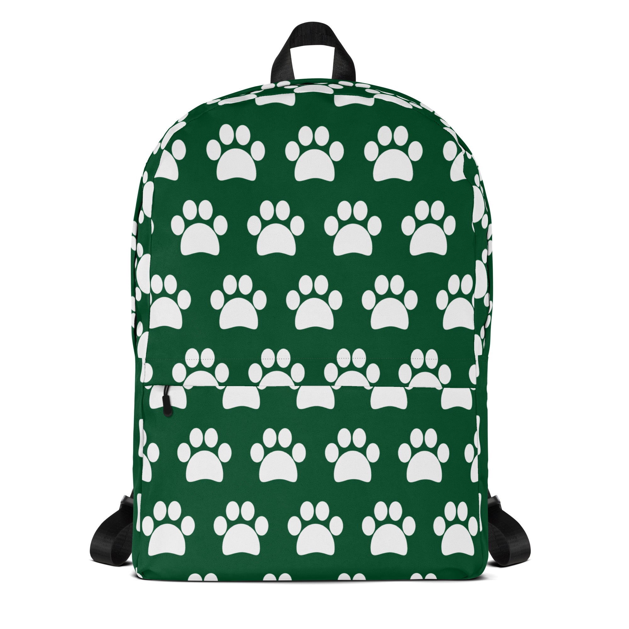 Kids Forest Green Paw Print Backpack - Water-Resistant School Bag With Adjustable Padded Straps & Breathable Mesh Back