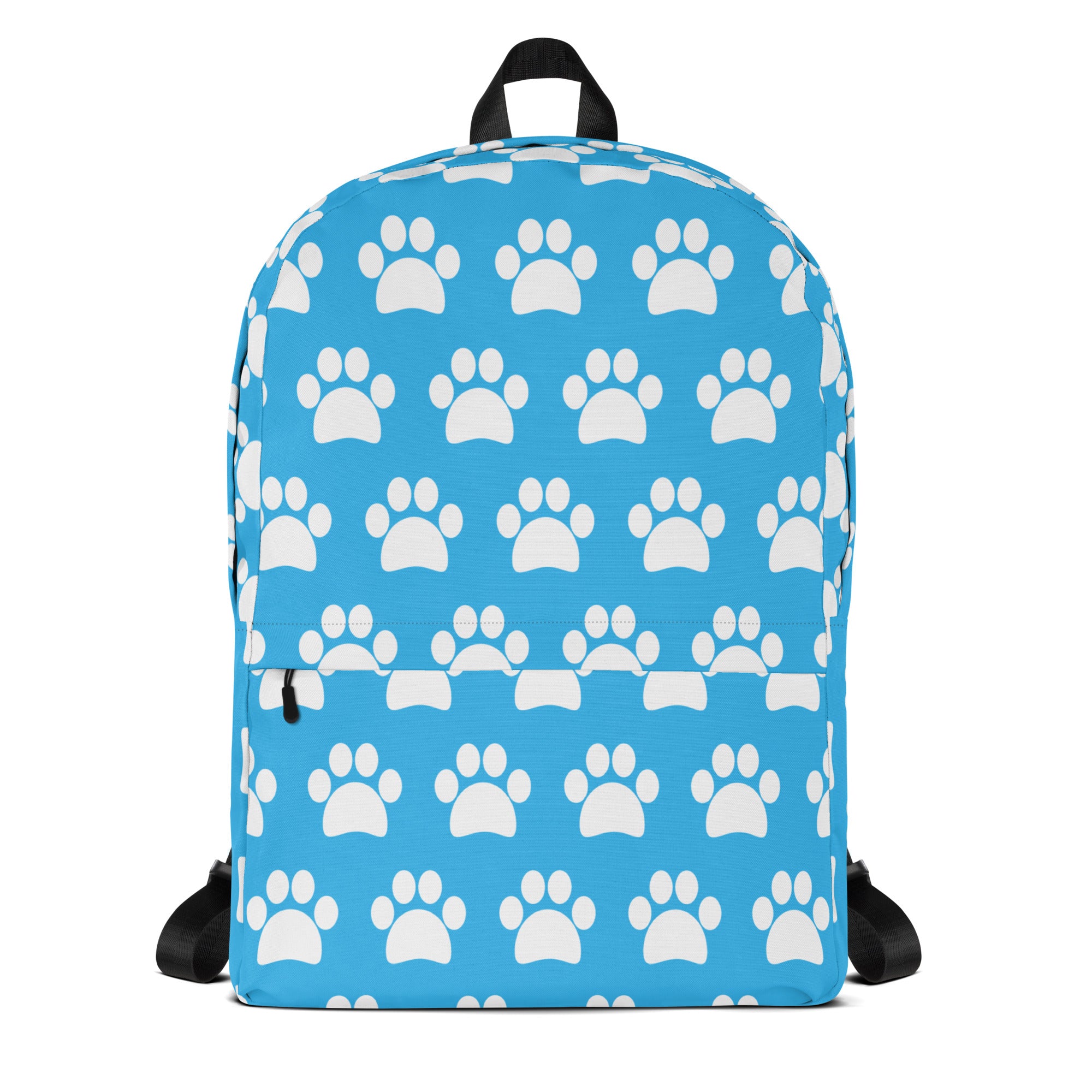 Kids Light Blue Paw Print Backpack - Water-Resistant School Bag With Adjustable Padded Straps & Breathable Mesh Back
