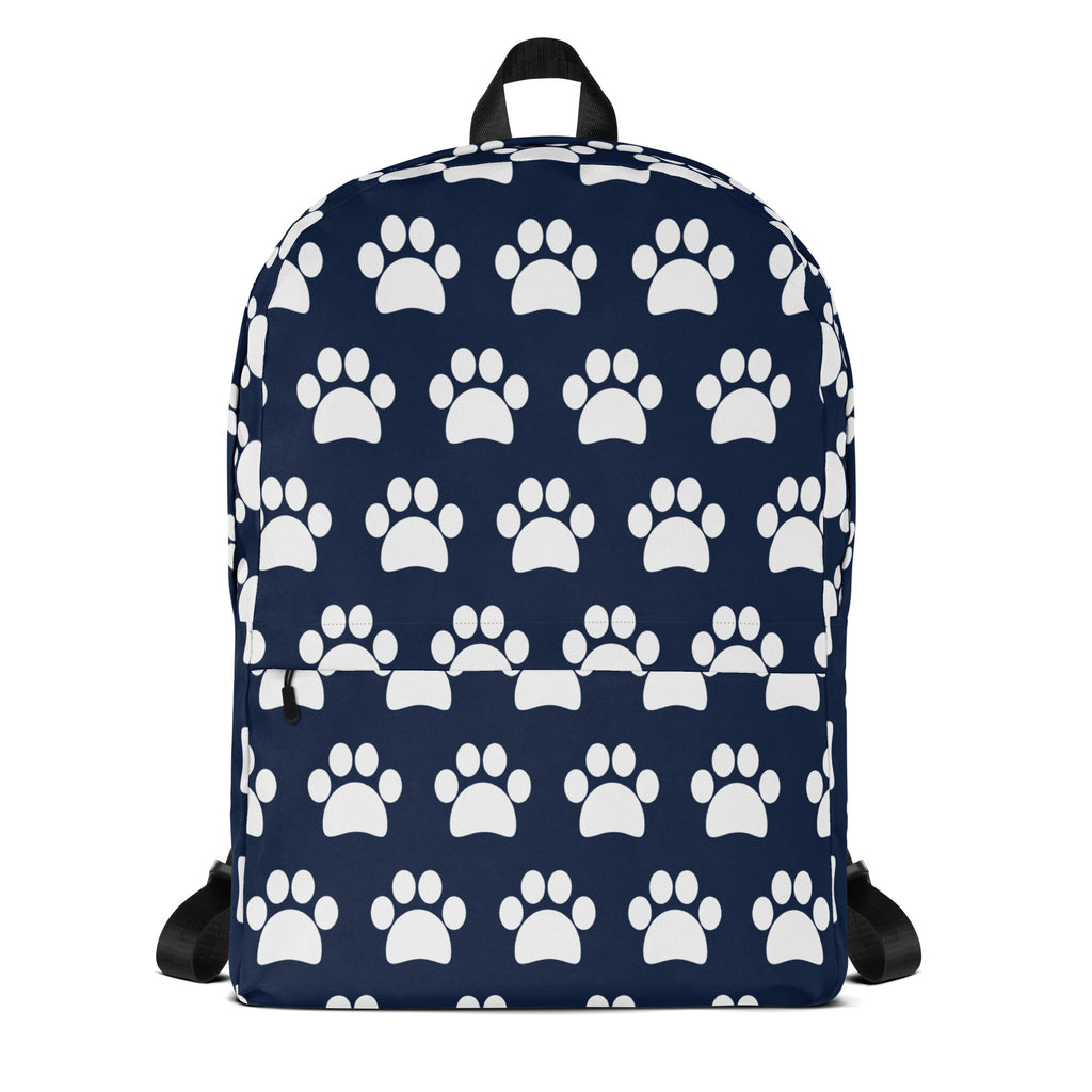 Kids Navy Paw Print Backpack - Water-Resistant School Bag With Adjustable Padded Straps & Breathable Mesh Back