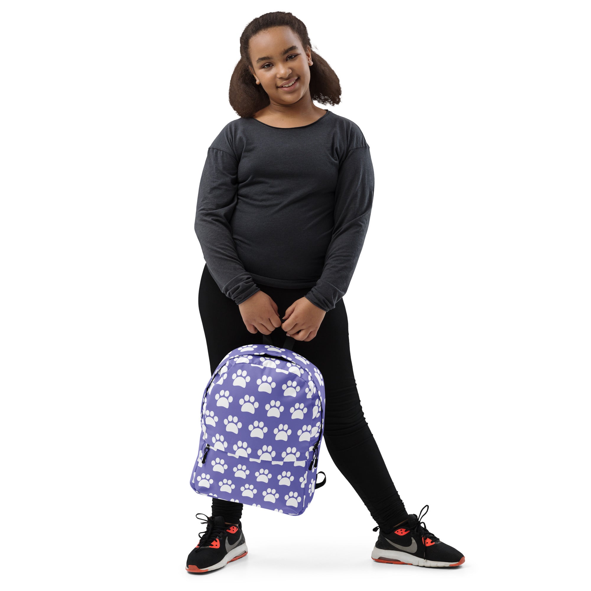Girls Light Purple Print Backpack - Water-Resistant School Bag With Adjustable Padded Straps & Breathable Mesh Back