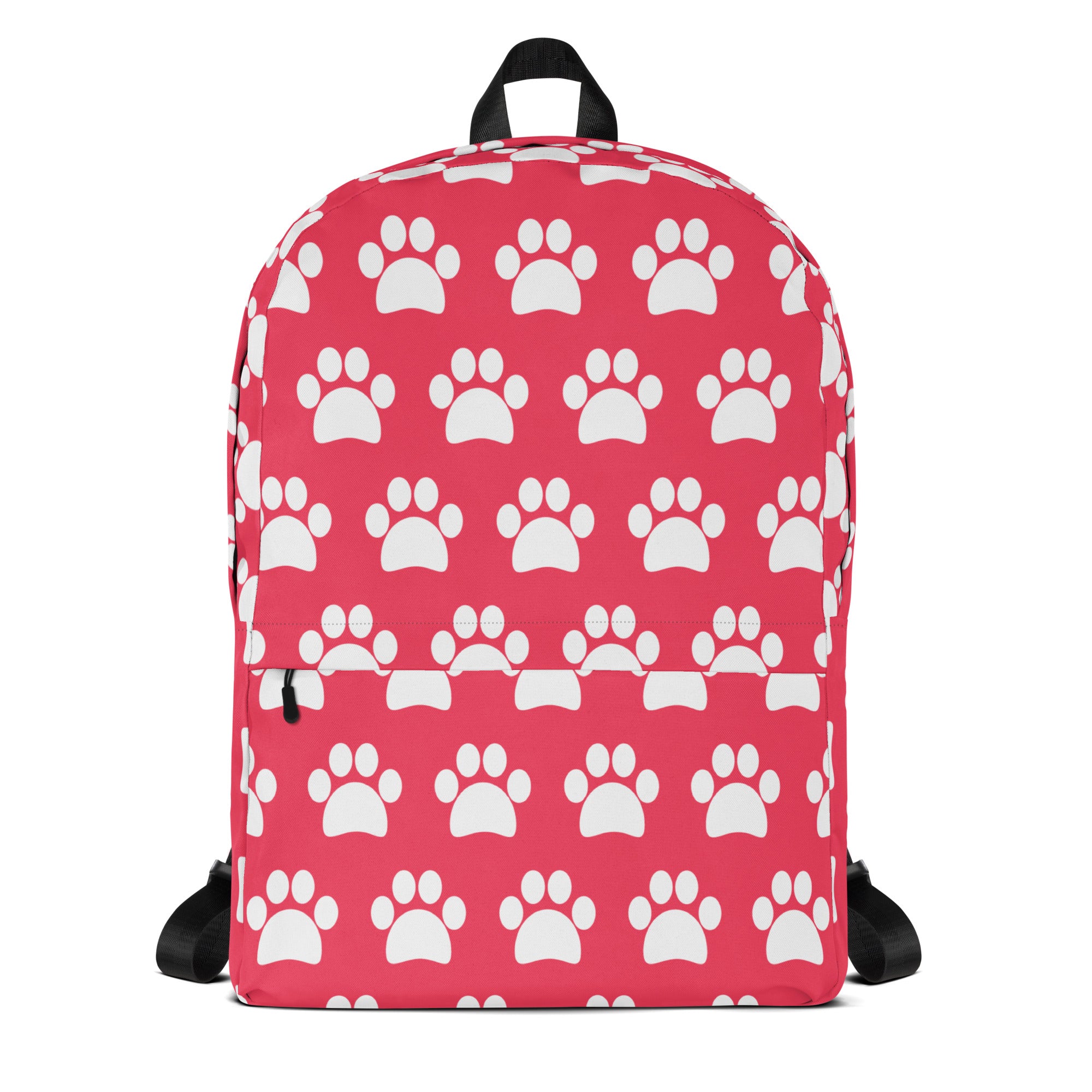 Girls Bright Pink Paw Print Backpack - Water-Resistant School Bag With Adjustable Padded Straps & Breathable Mesh Back