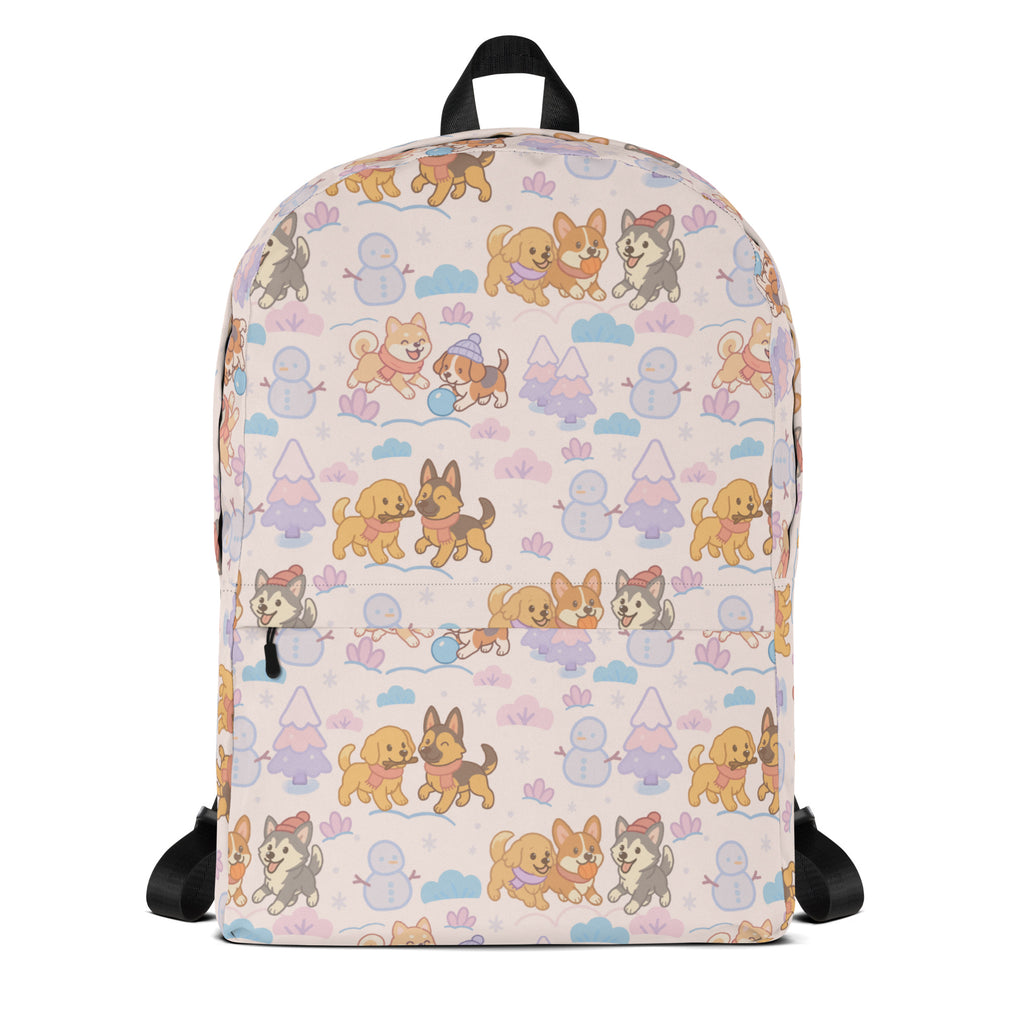 Kids Winter Puppies Backpack - Water-Resistant School Bag With Adjustable Padded Straps & Breathable Mesh Back