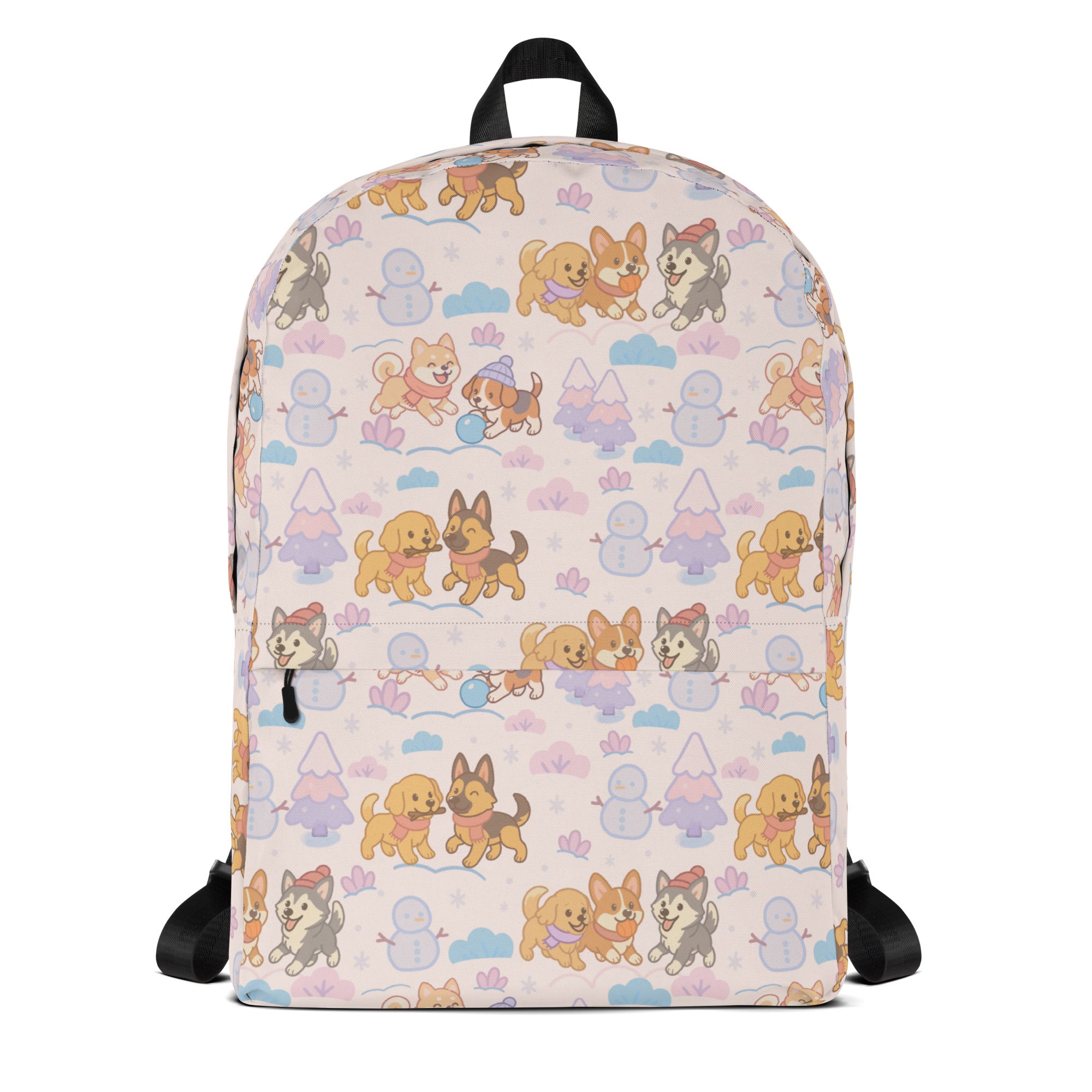 Kids Winter Puppies Backpack - Water-Resistant School Bag With Adjustable Padded Straps & Breathable Mesh Back