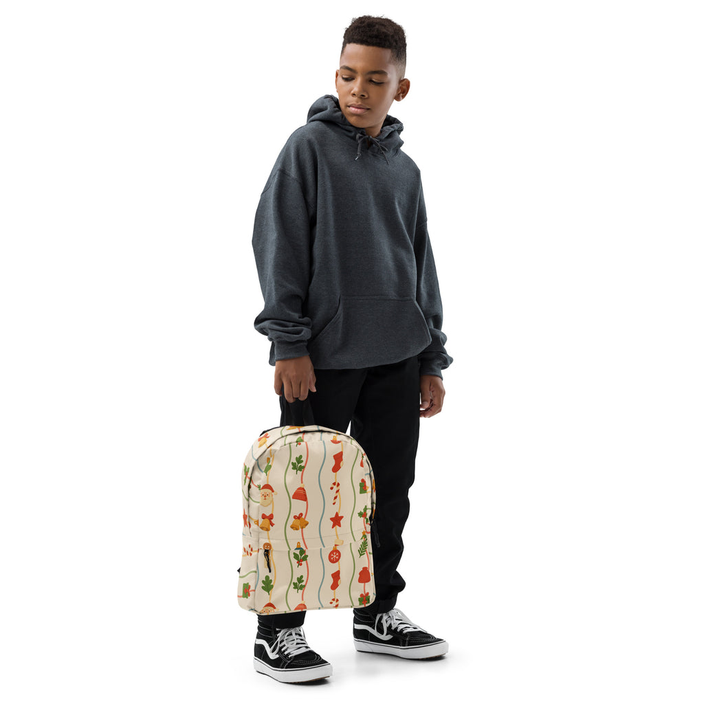 Kids Christmas Ribbon Backpack - Water-Resistant School Bag With Adjustable Padded Straps & Breathable Mesh Back