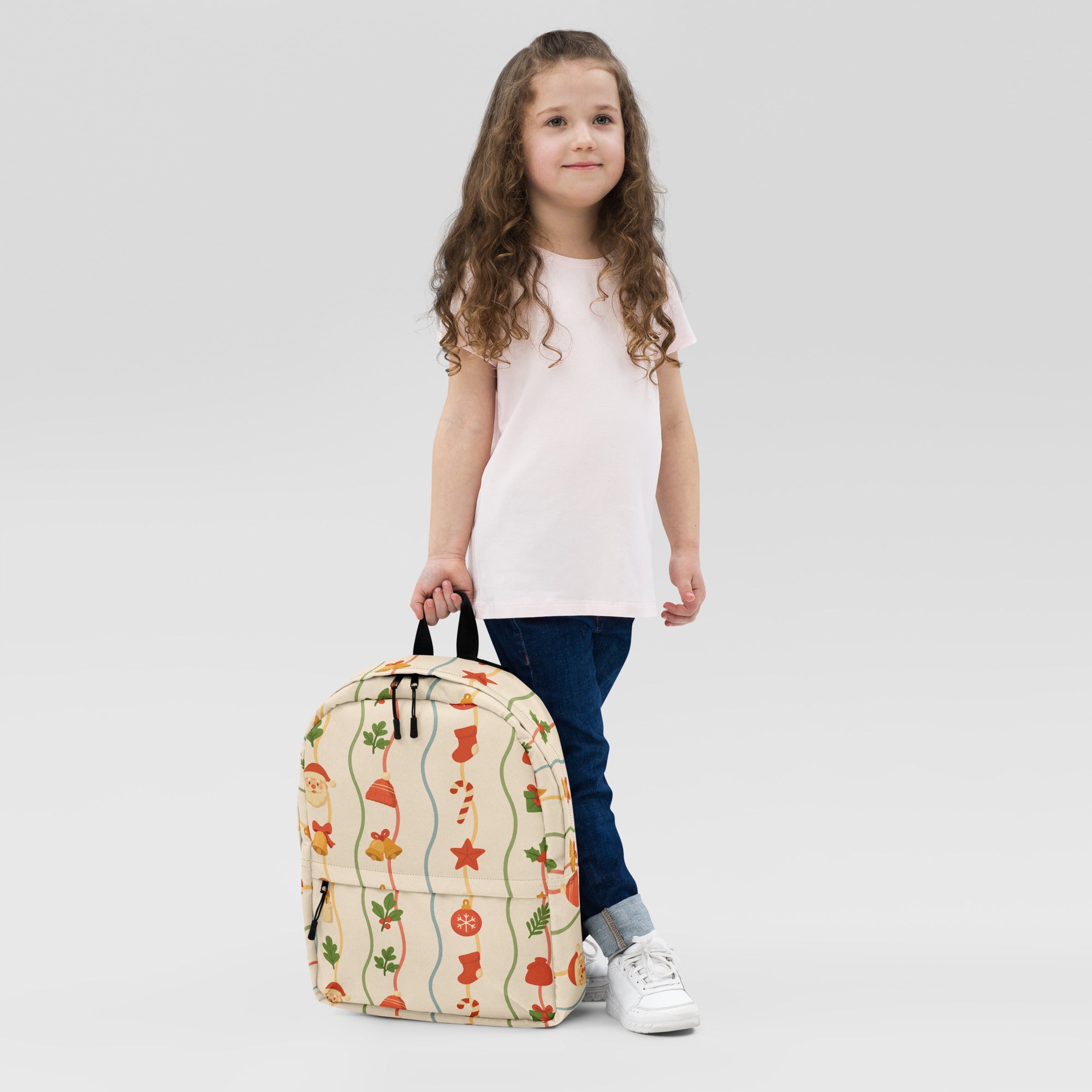 Kids Christmas Ribbon Backpack - Water-Resistant School Bag With Adjustable Padded Straps & Breathable Mesh Back