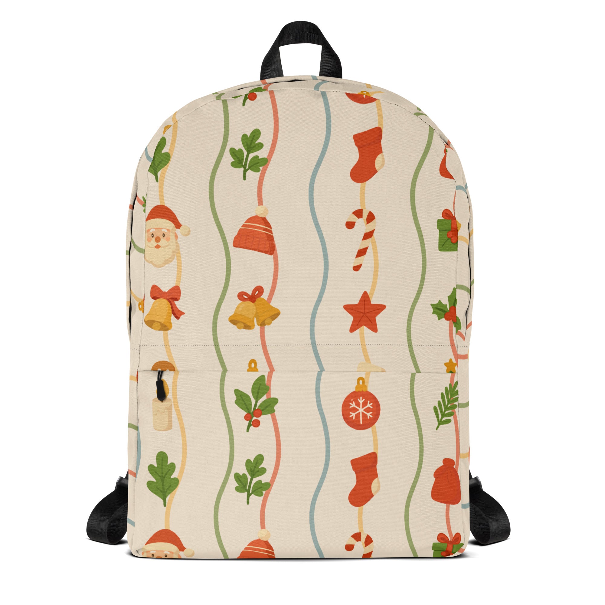 Kids Christmas Ribbon Backpack - Water-Resistant School Bag With Adjustable Padded Straps & Breathable Mesh Back