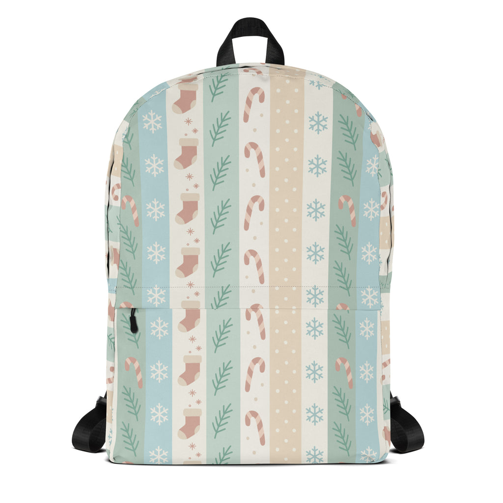 Kids Christmas Stripe Backpack - Water-Resistant School Bag With Adjustable Padded Straps & Breathable Mesh Back