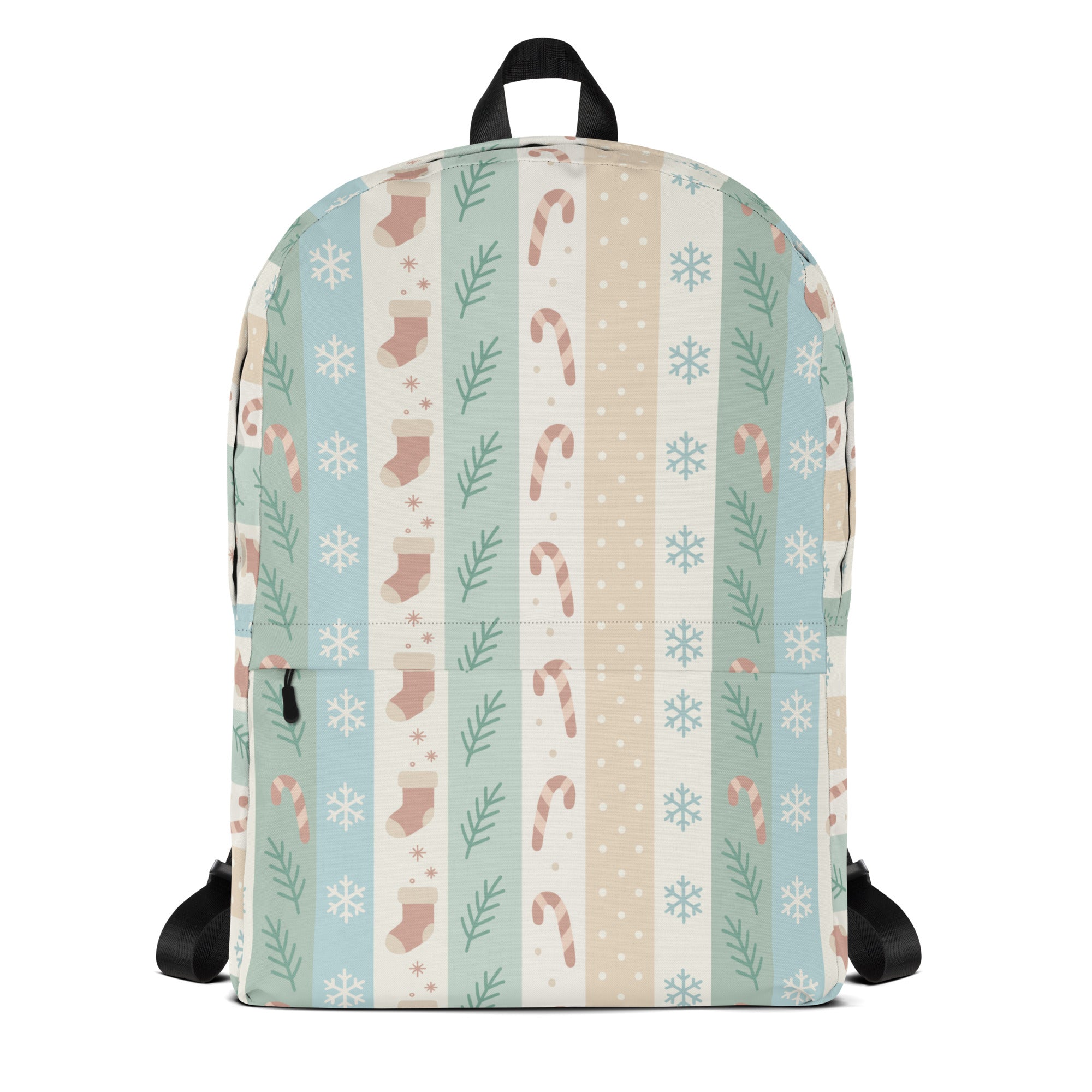 Kids Christmas Stripe Backpack - Water-Resistant School Bag With Adjustable Padded Straps & Breathable Mesh Back