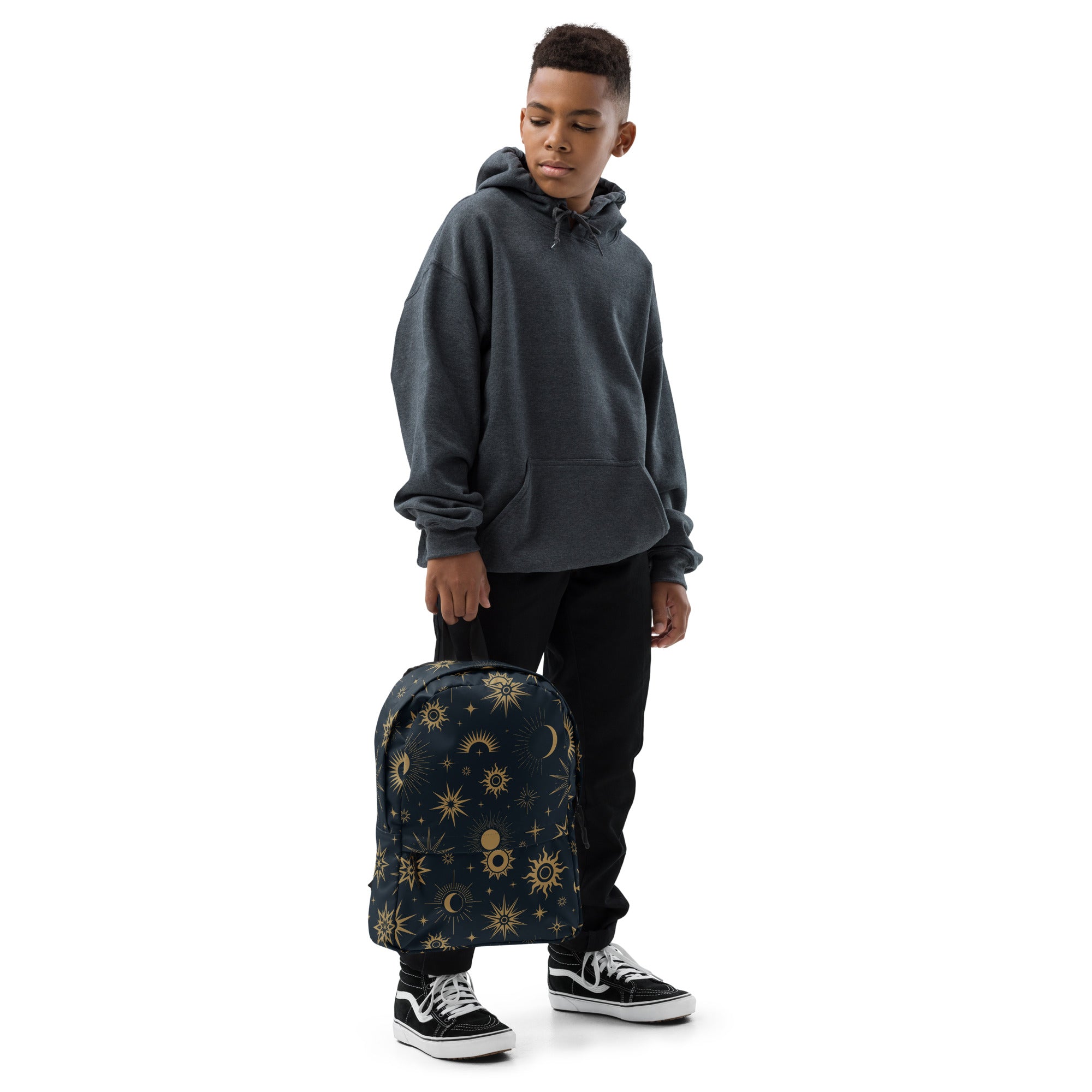 Kids Celestial Sun and Moon Backpack - Water-Resistant School Bag With Adjustable Padded Straps & Breathable Mesh Back
