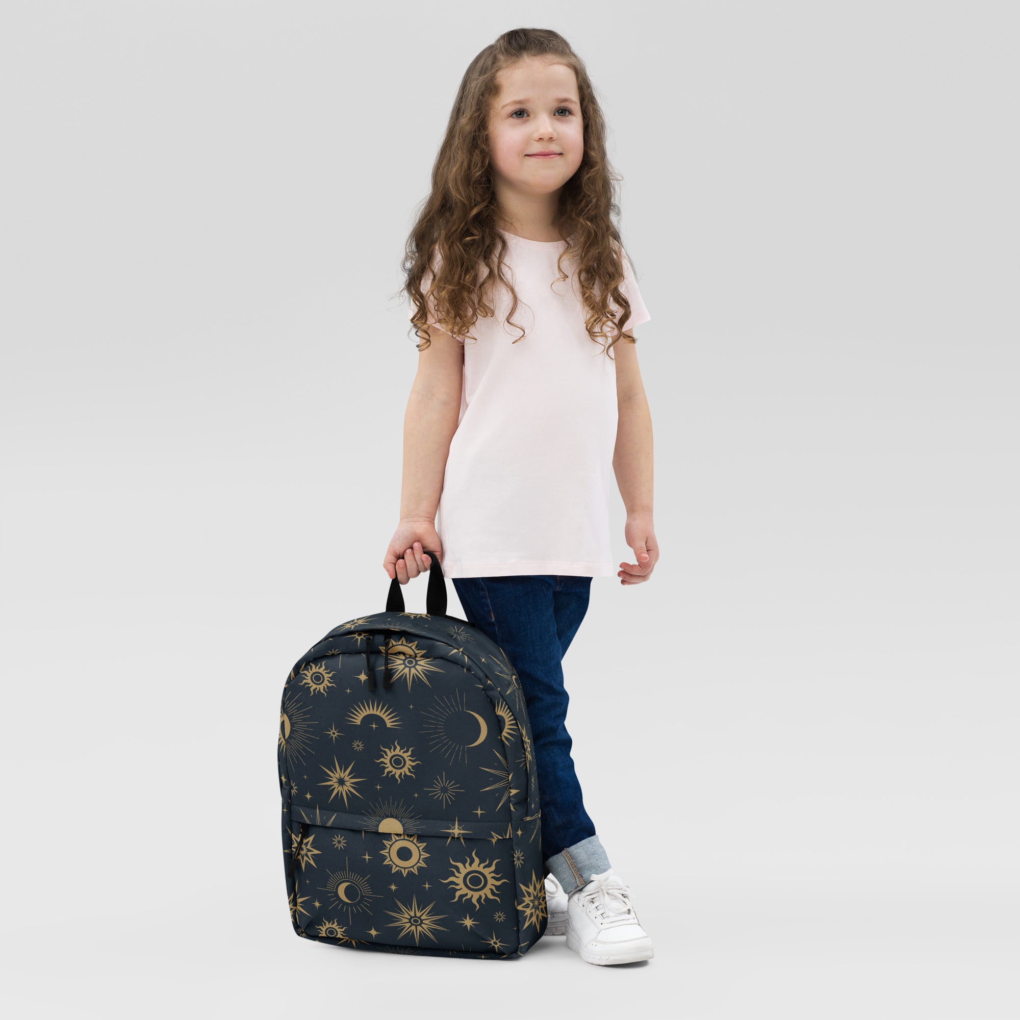 Kids Celestial Sun and Moon Backpack - Water-Resistant School Bag With Adjustable Padded Straps & Breathable Mesh Back