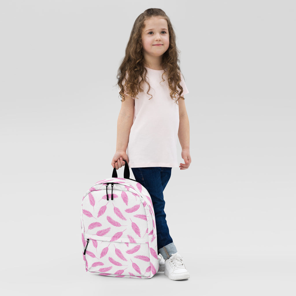Girls Pink Flamingo Feathers Backpack - Water-Resistant School Bag With Adjustable Padded Straps & Breathable Mesh Back