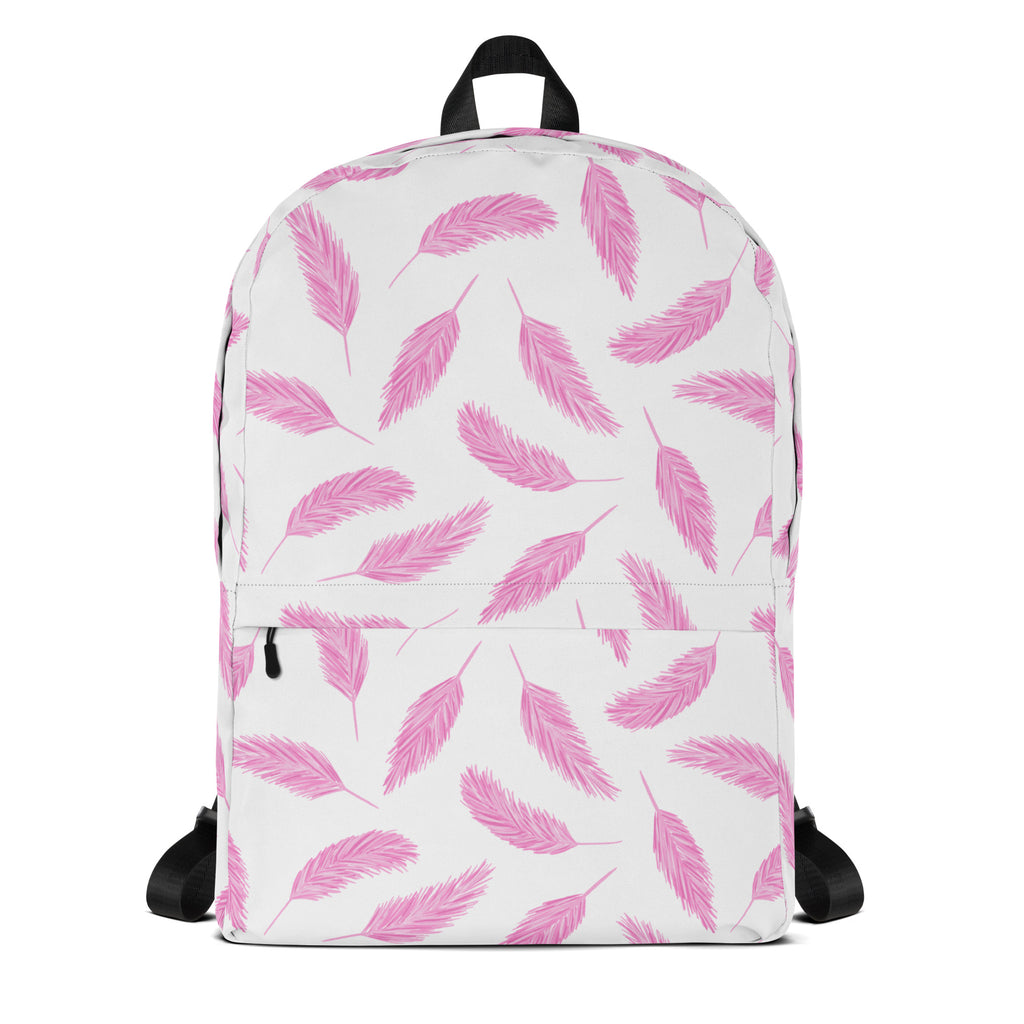 Girls Pink Flamingo Feathers Backpack - Water-Resistant School Bag With Adjustable Padded Straps & Breathable Mesh Back