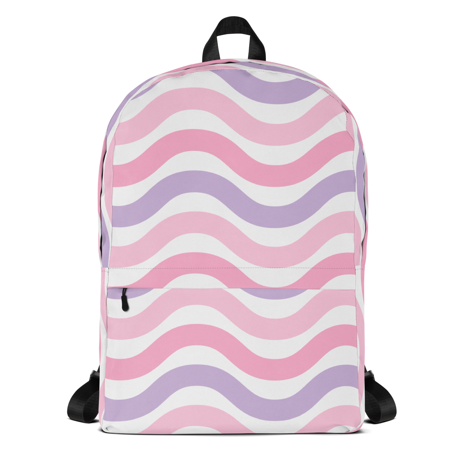 Girls Pink Wave Backpack - Water-Resistant School Bag With Adjustable Padded Straps & Breathable Mesh Back
