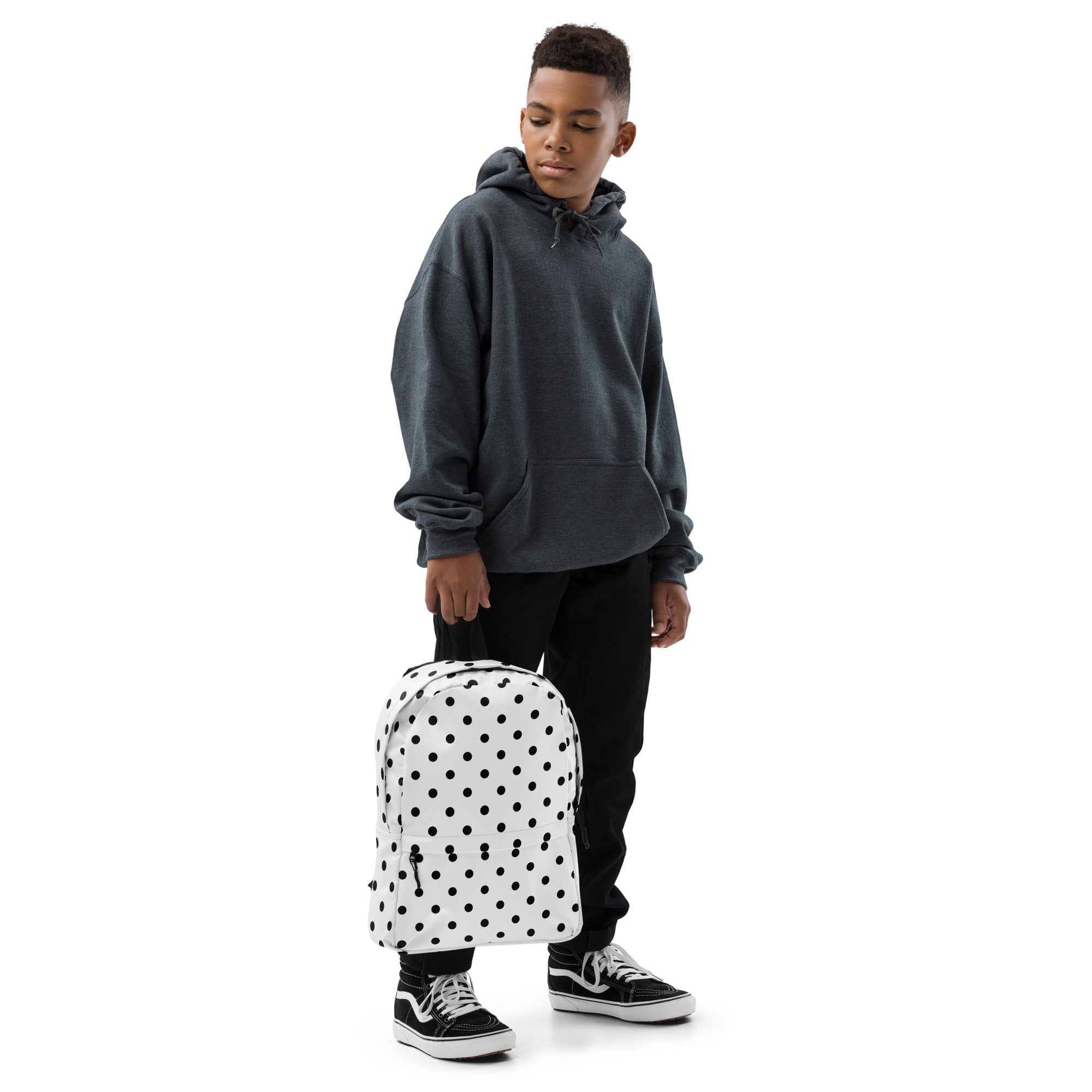 Kids White Polka Dot Backpack - Water-Resistant School Bag With Adjustable Padded Straps & Breathable Mesh Back