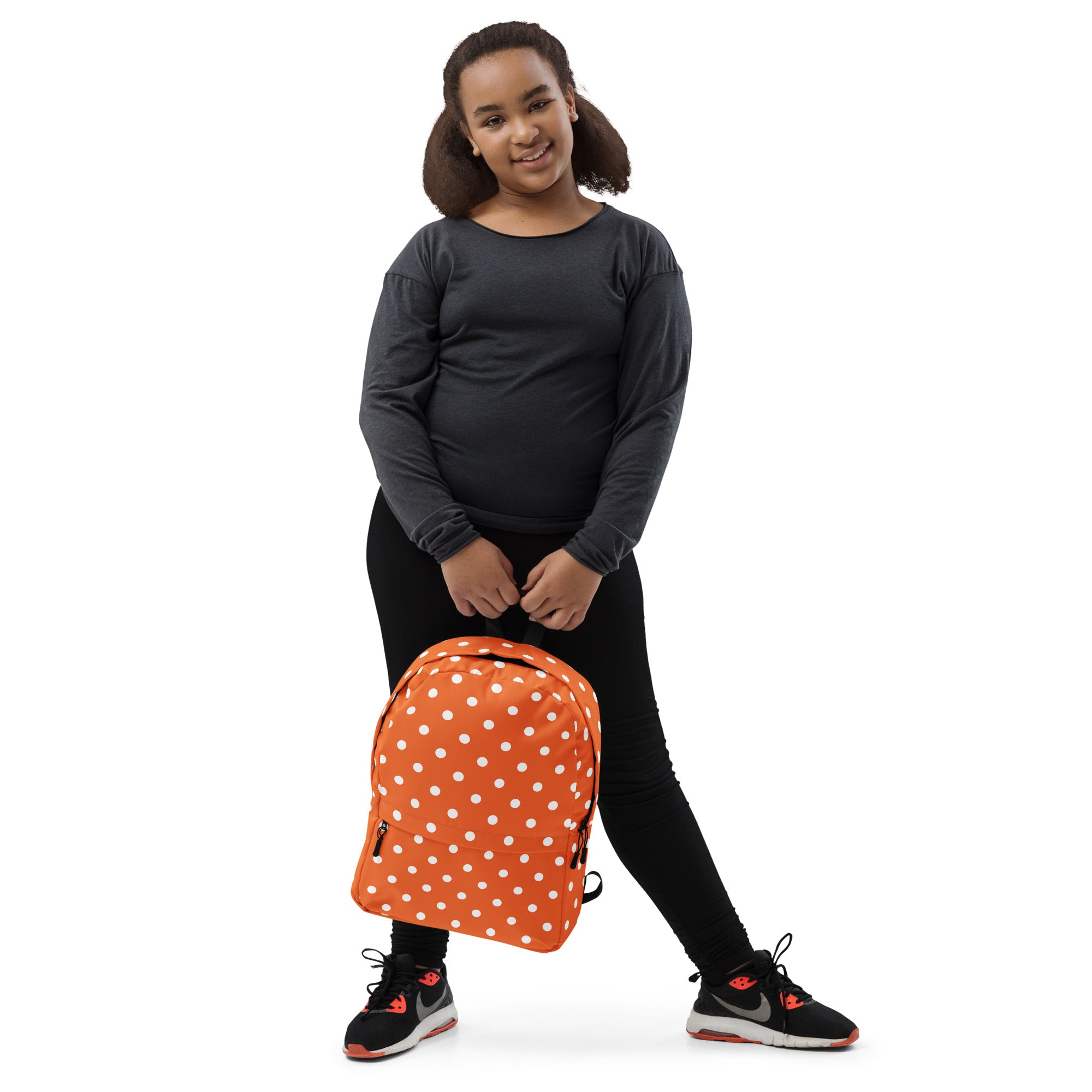 Kids Orange Polka Dot Backpack - Water-Resistant School Bag With Adjustable Padded Straps & Breathable Mesh Back
