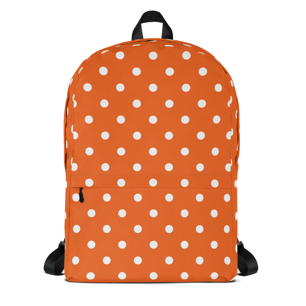 Kids Orange Polka Dot Backpack - Water-Resistant School Bag With Adjustable Padded Straps & Breathable Mesh Back