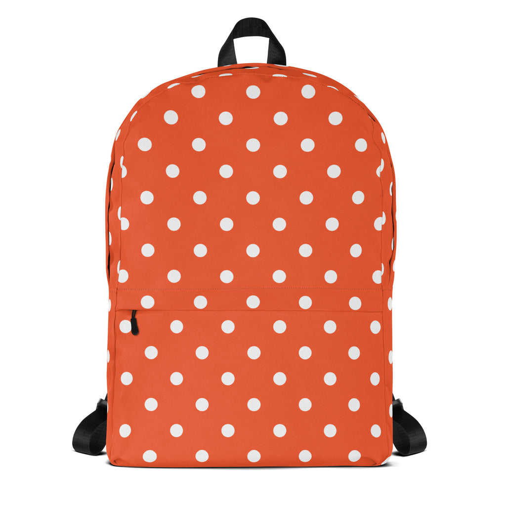 Kids Bright Orange Polka Dot Backpack - Water-Resistant School Bag With Adjustable Padded Straps & Breathable Mesh Back