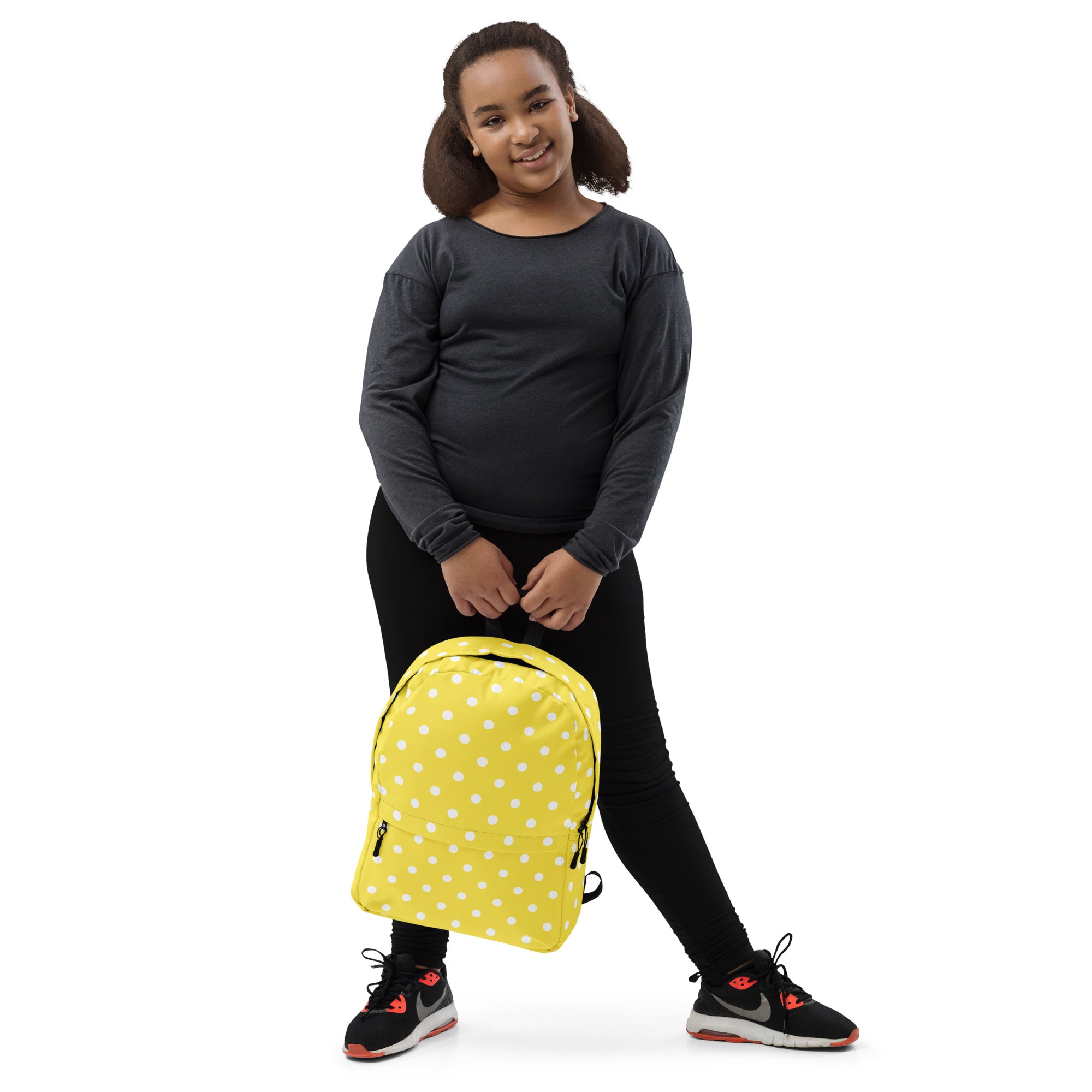 Kids Yellow Polka Dot Backpack - Water-Resistant School Bag With Adjustable Padded Straps & Breathable Mesh Back