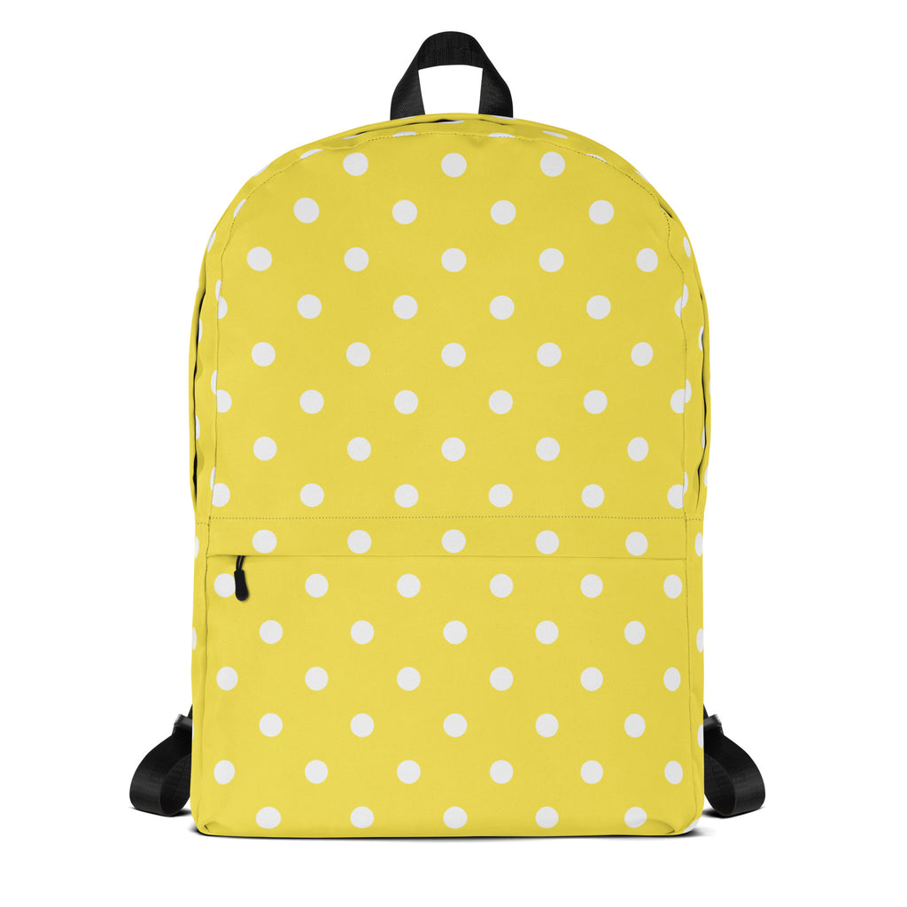 Kids Yellow Polka Dot Backpack - Water-Resistant School Bag With Adjustable Padded Straps & Breathable Mesh Back