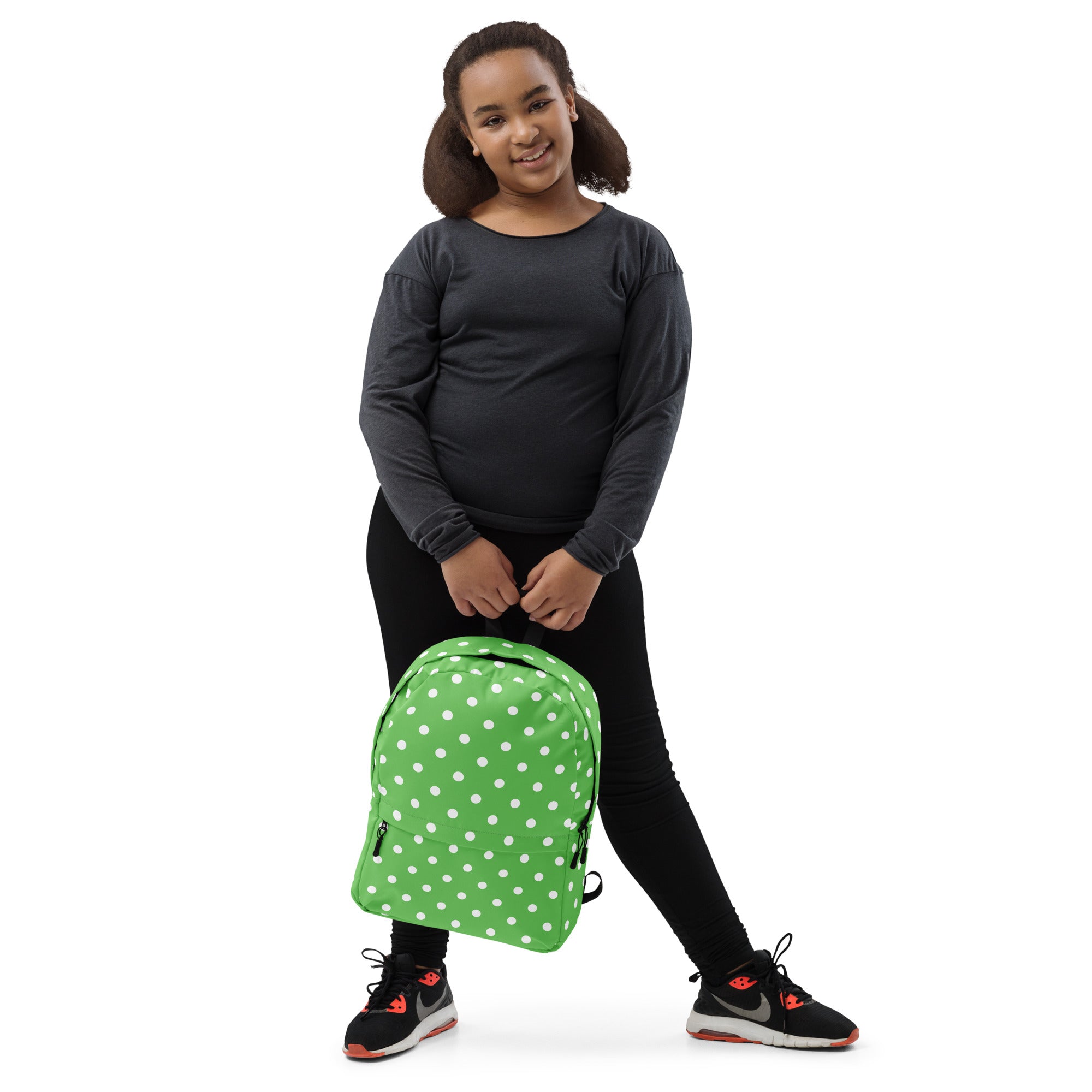 Kids Green Polka Dot Backpack - Water-Resistant School Bag With Adjustable Padded Straps & Breathable Mesh Back