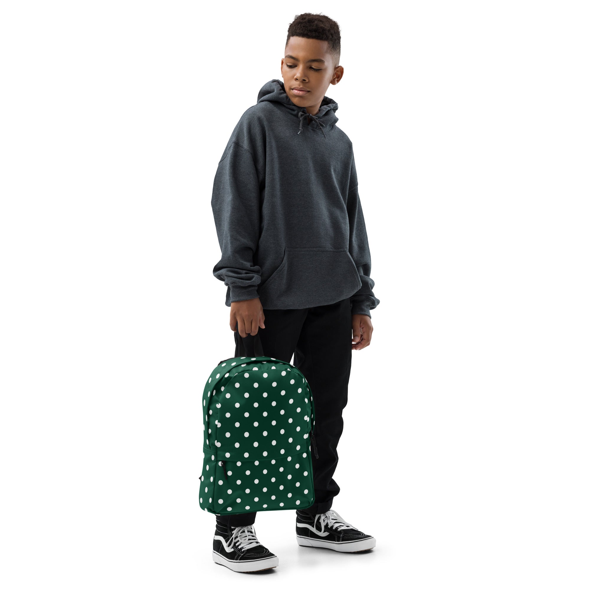 Kids Forest Green Polka Dot Backpack - Water-Resistant School Bag With Adjustable Padded Straps & Breathable Mesh Back